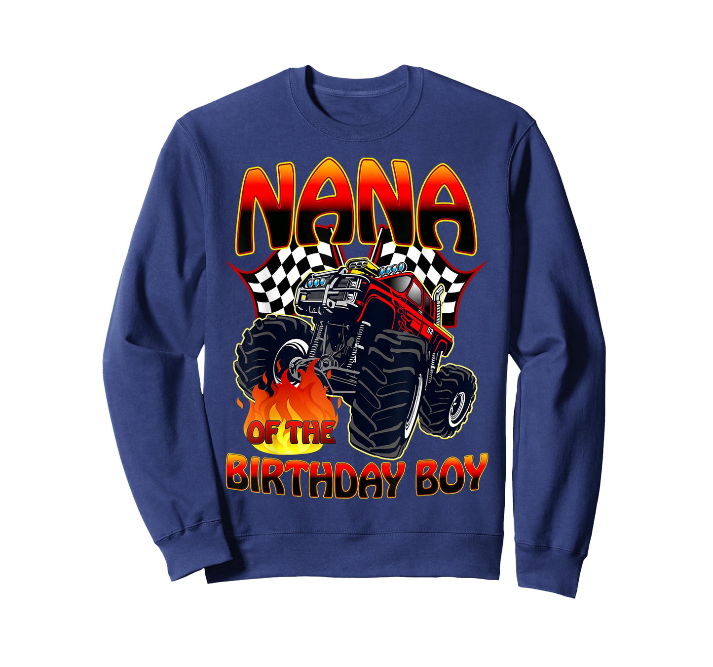 Nana of The Birthday Boy Monster Truck Racing Cars Matching T-Shirt