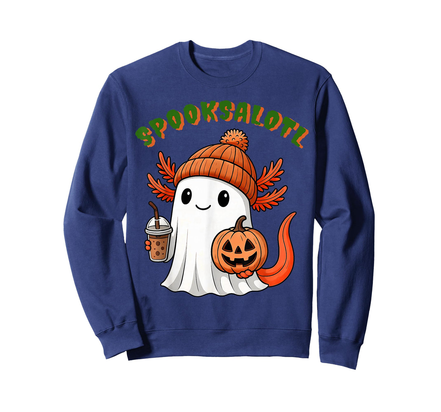 Spooksalotl Funny Spooky Axolotl Ghost Halloween Kids Youth T-Shirt