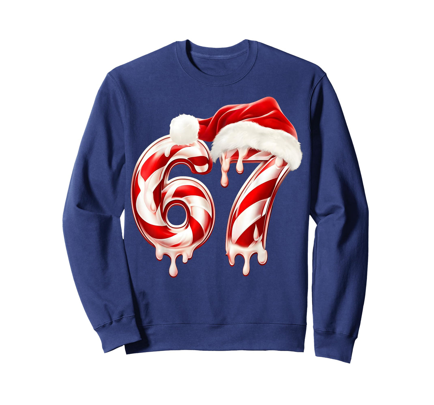 Melting Candy Cane 67 Christmas Design, Santa Hat Holiday T-Shirt