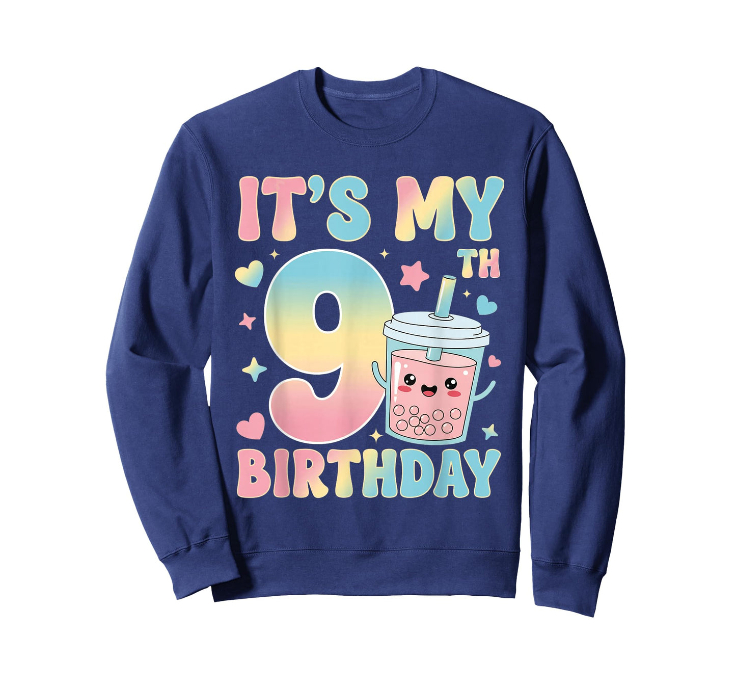 It's My 9th Birthday Bubble Boba Tea Party 9 Year Old Girl T-Shirt