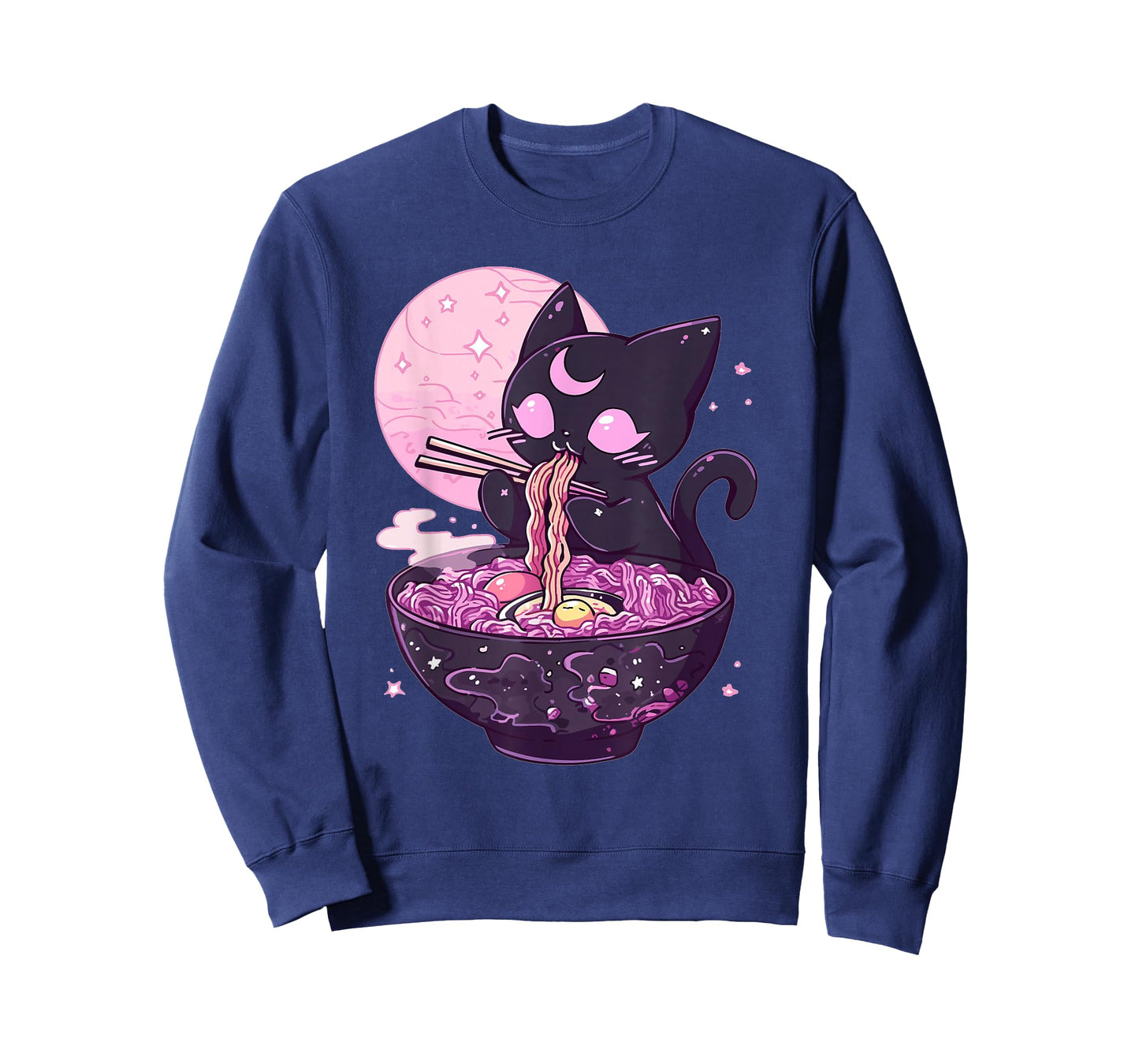 Pastel Goth Aesthetic Kawaii Creepy Cat Eating Ramen Noodles T-Shirt