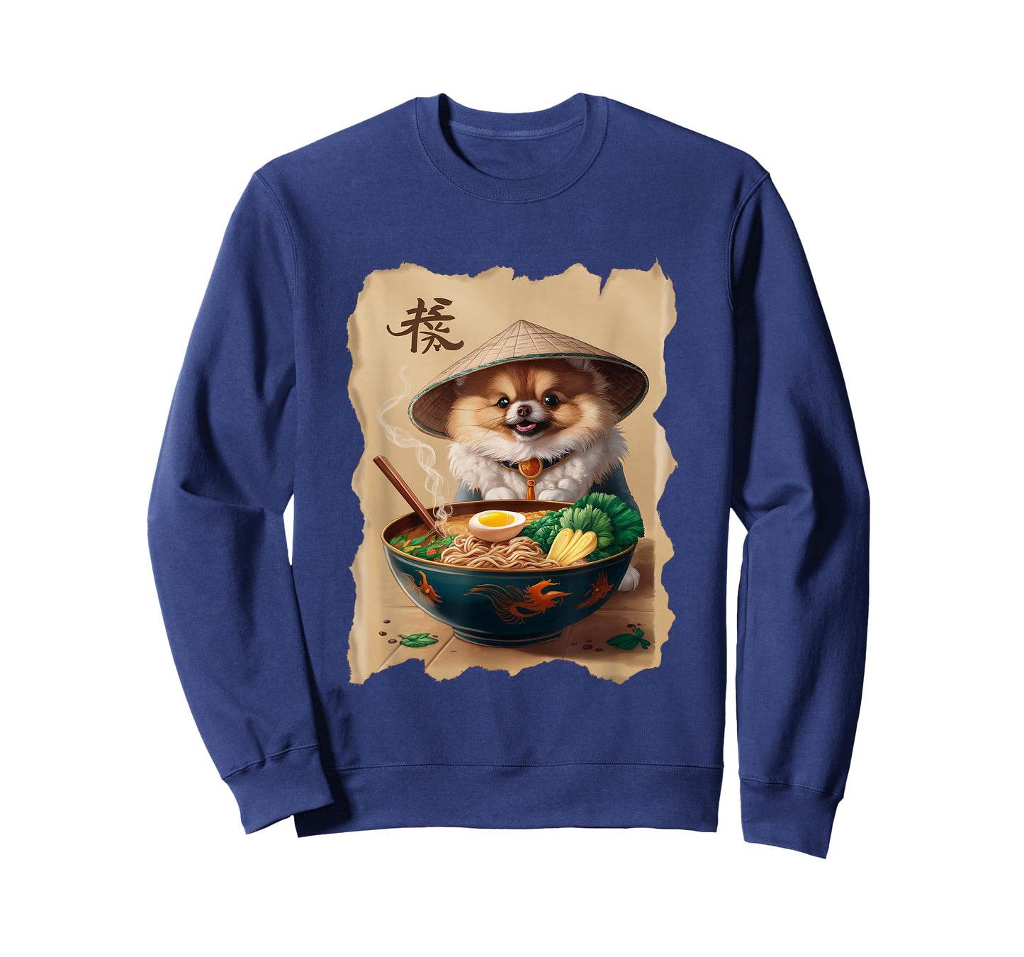 Men Woman Kawaii Eating Ramen Japanese Pomeranian T-Shirt