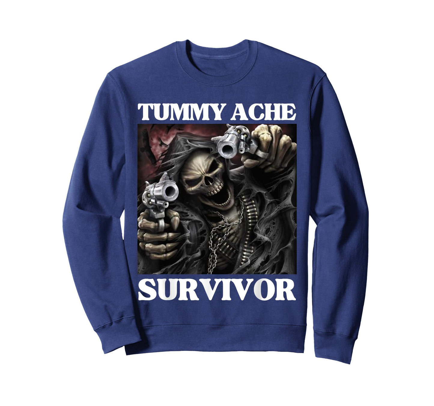 Tummy Ache Survivor Funny Cool Edgy Hard Skeleton Meme T-Shirt