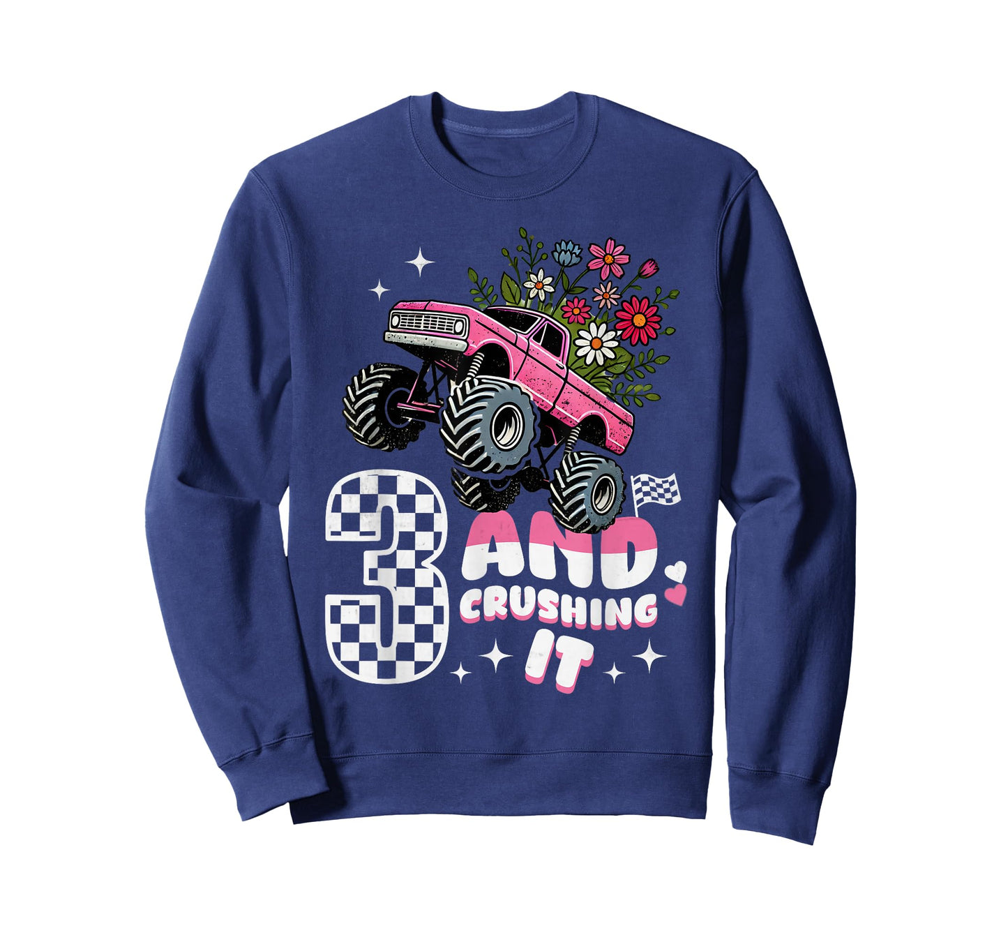 Girls Monster Truck 3rd Birthday Party 3 & Crushing It Kids T-Shirt