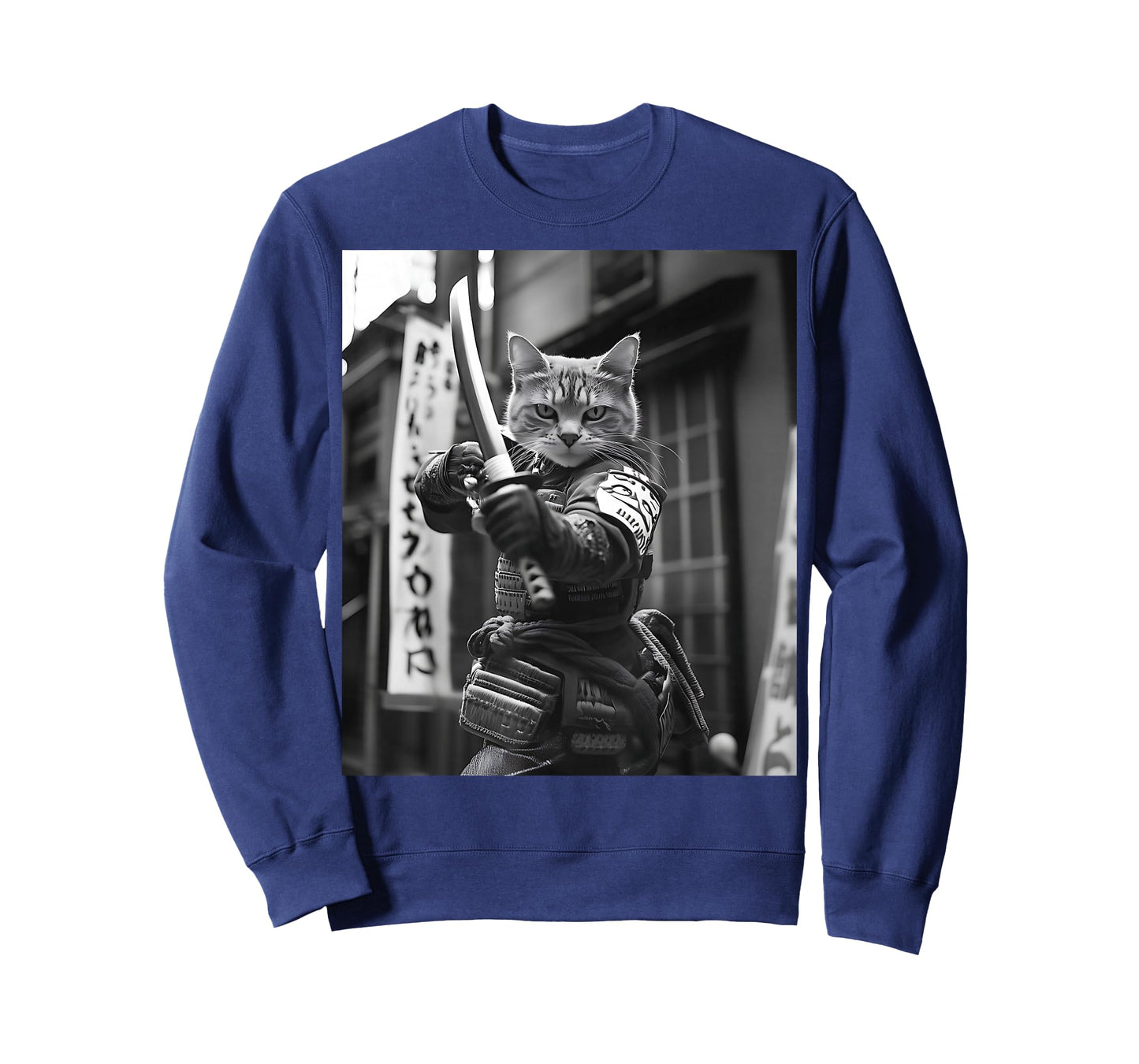 Funny Japanese Samurai Cat Meme Martial Arts Dad Graphic Tee T-Shirt
