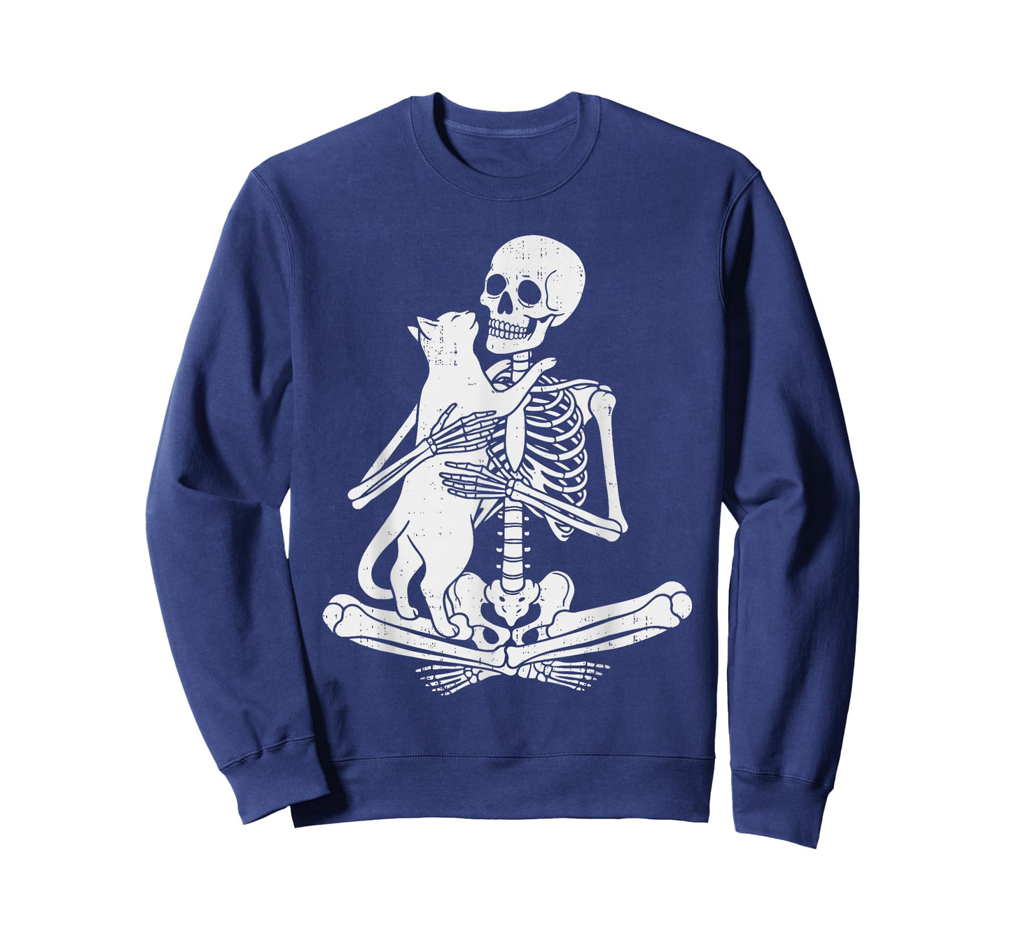 Skeleton Holding Cat Funny Spooky Halloween Meow Kitty Lover T-Shirt