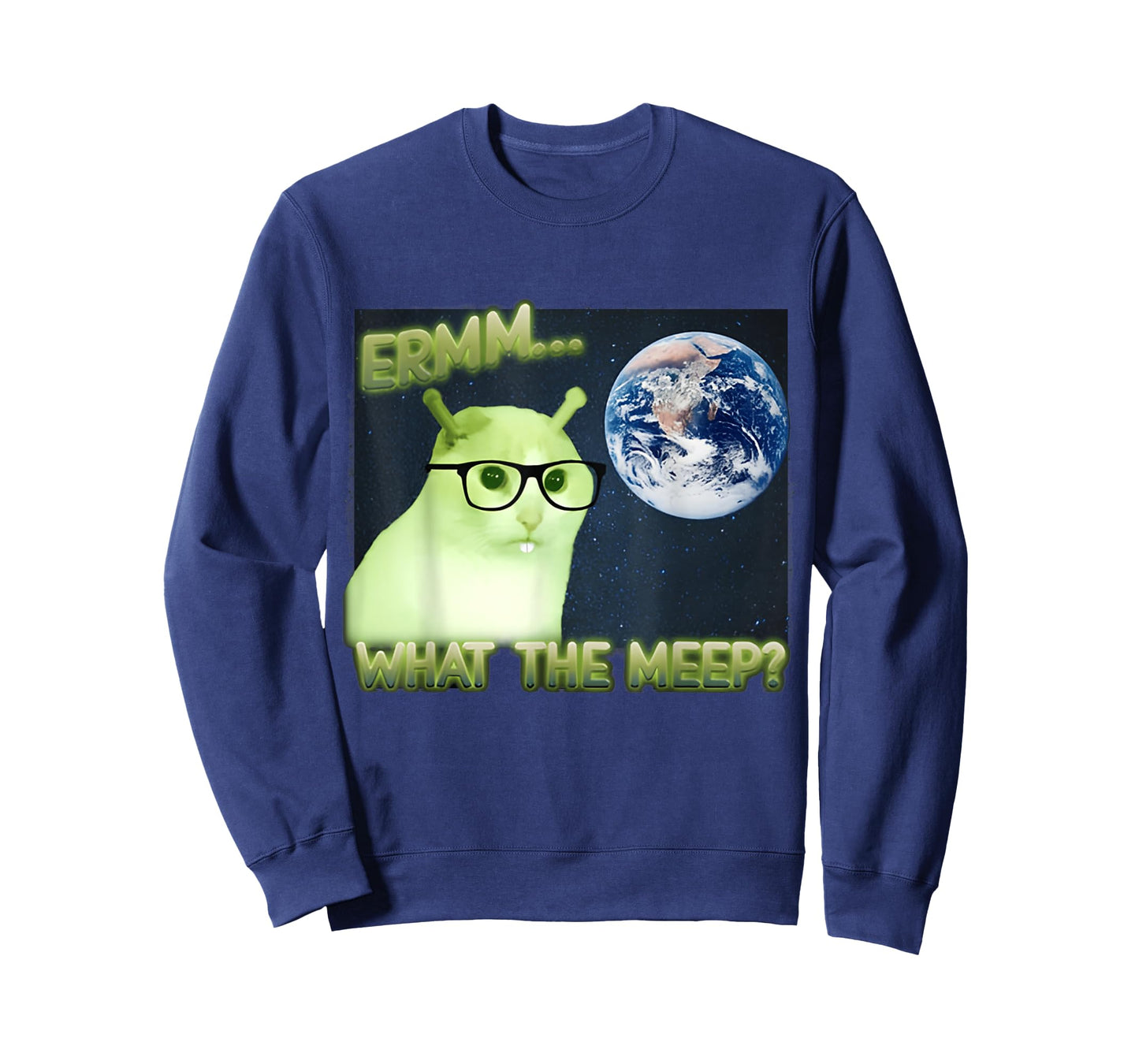 Erm What The Meep Cat & Cat FUNNY Earth T-Shirt