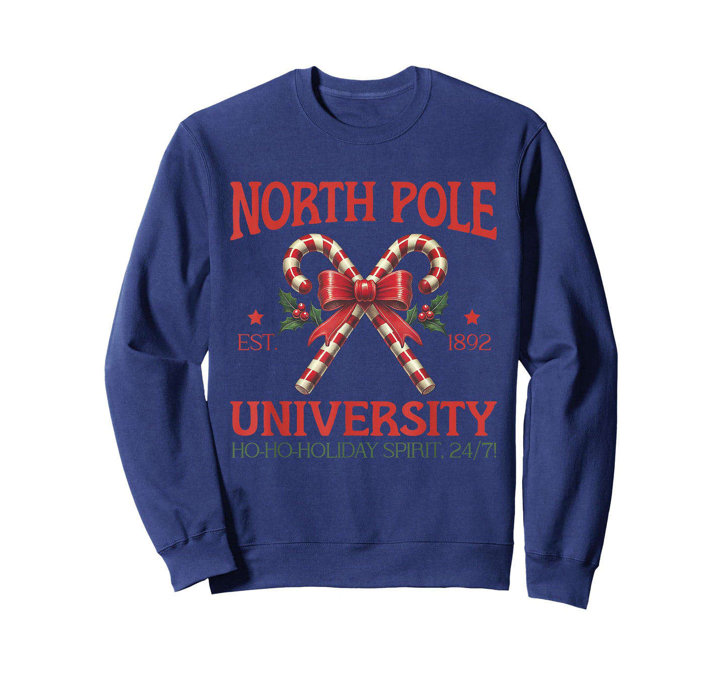 North Pole University Retro Christmas Candy Cane Holiday T-Shirt