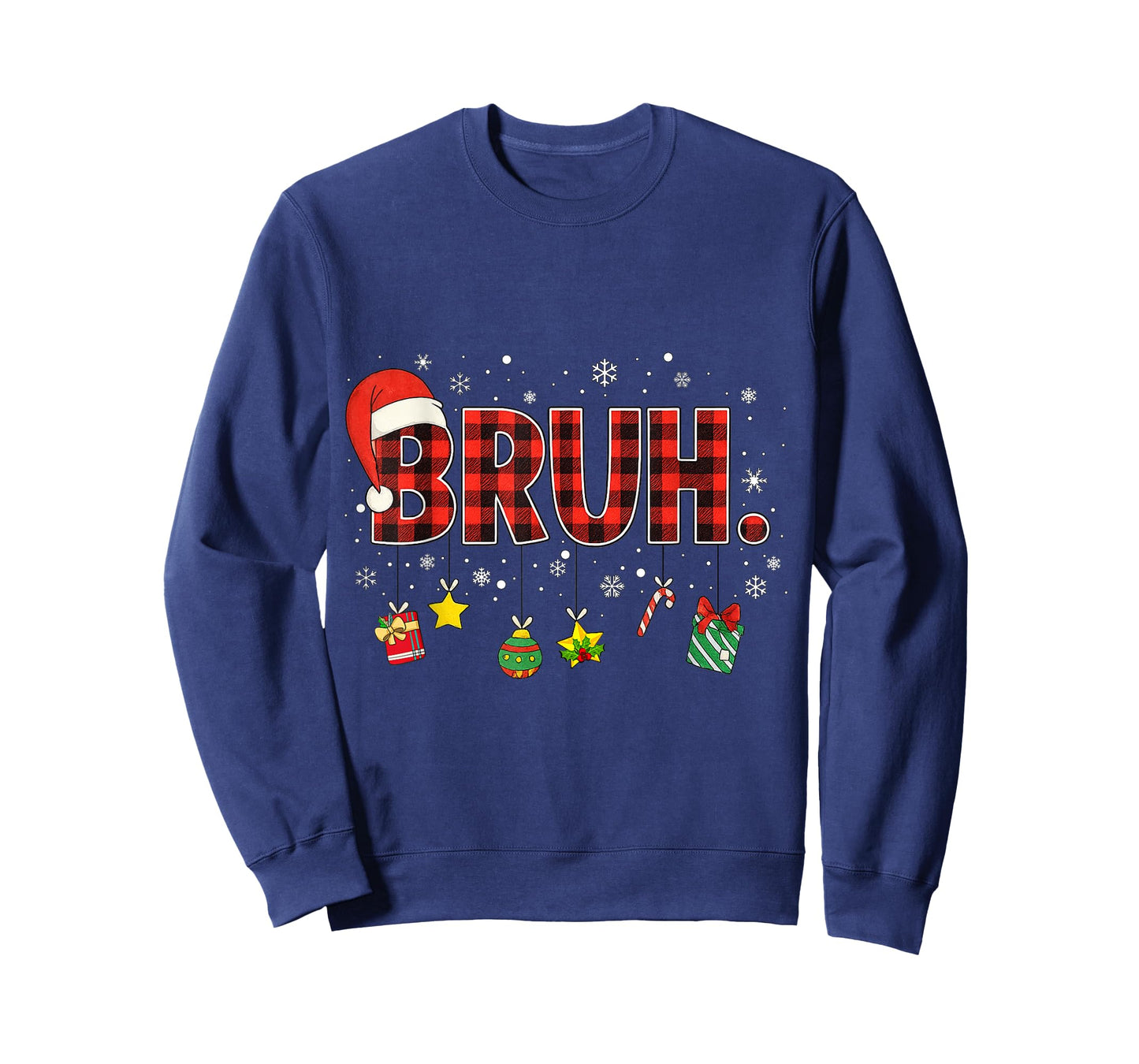 Bruh Funny Christmas Red Plaid Teens Boys Kids Xmas Pajamas T-Shirt
