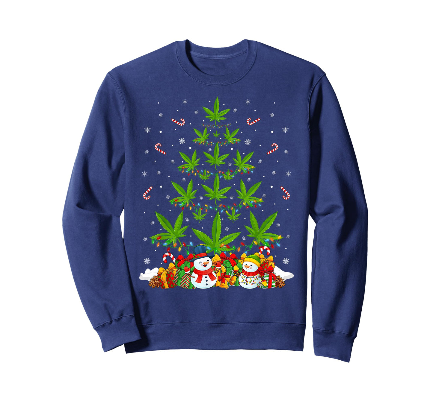 Marijuana Leaf Christmas Tree Cannabis Weed Stoner Xmas T-Shirt