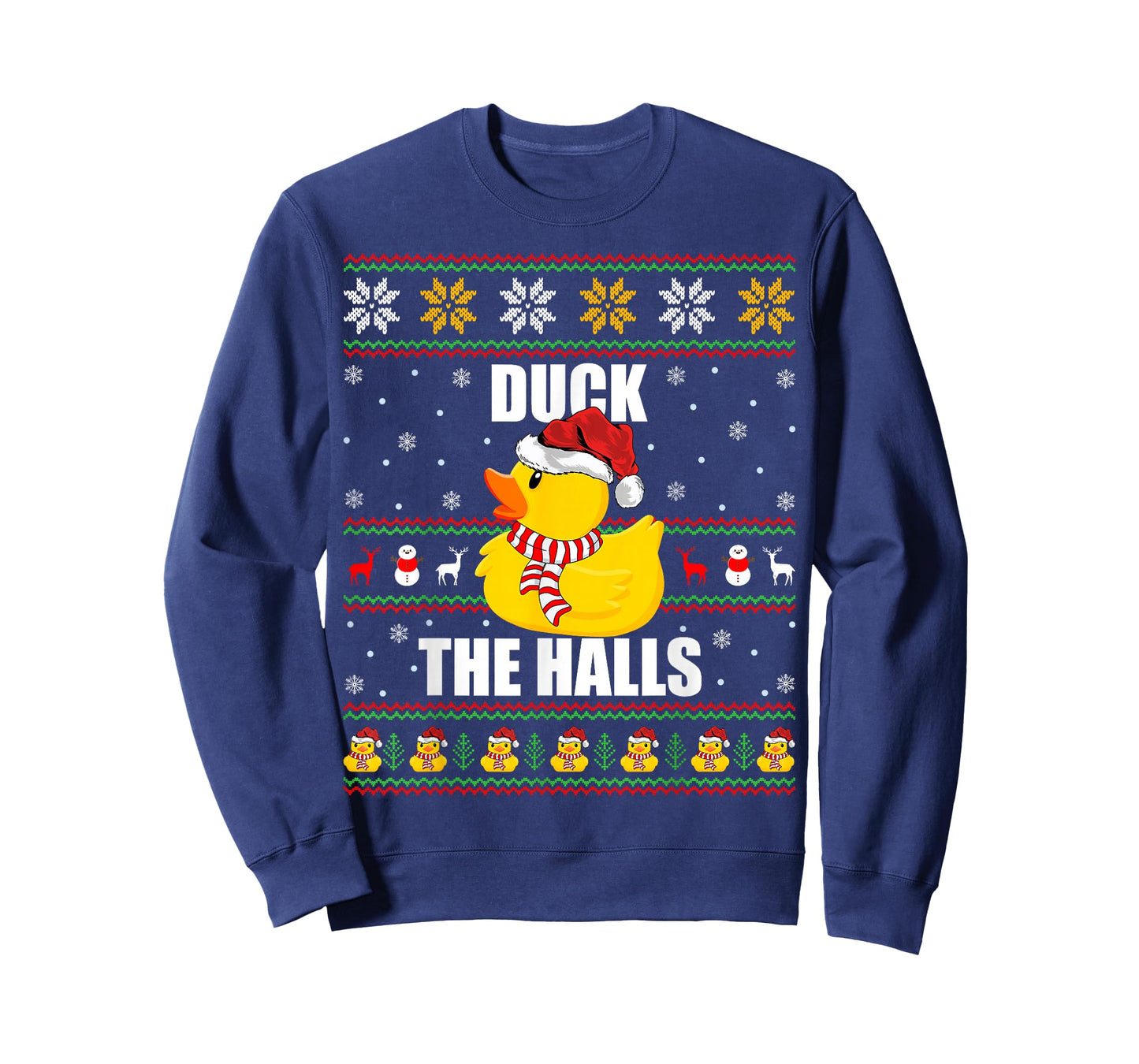 Ugly Xmas Sweater Style Funny Rubber Duck Christmas Pajamas T-Shirt