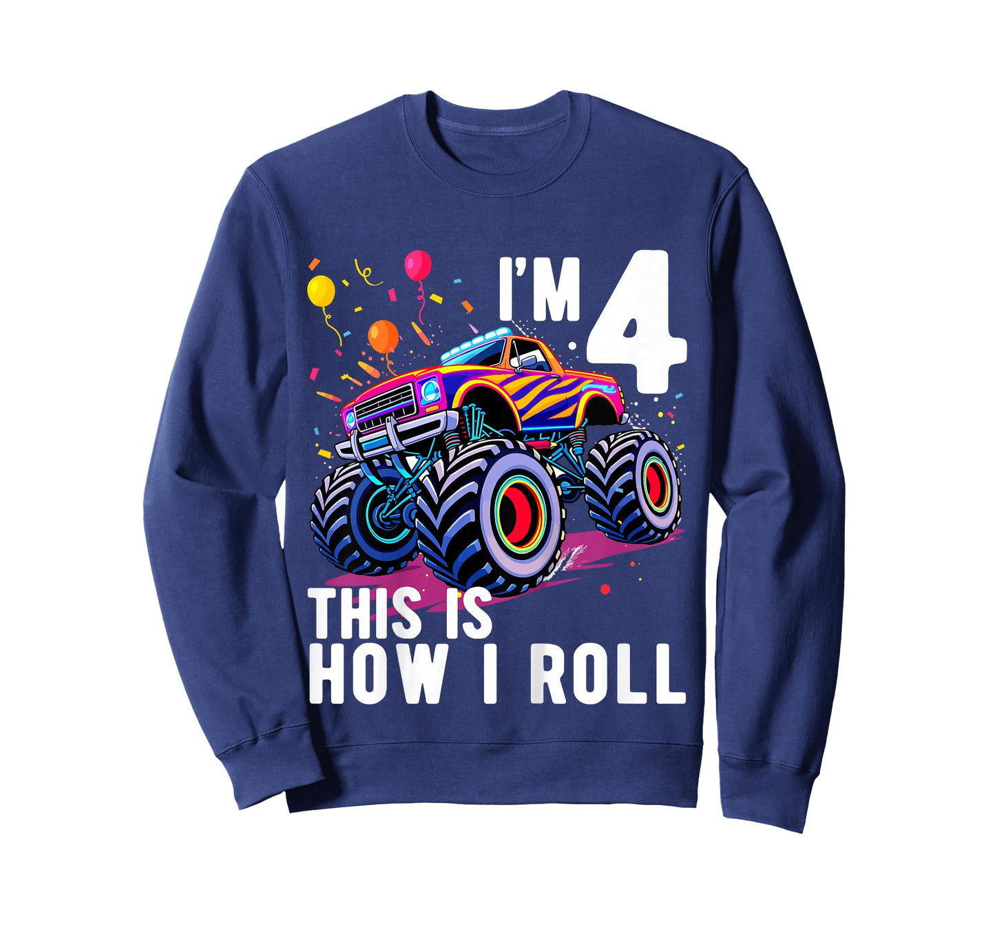 Kids Birthday Monster Truck 4 Year Old Boy 4th Birthday Party T-Shirt