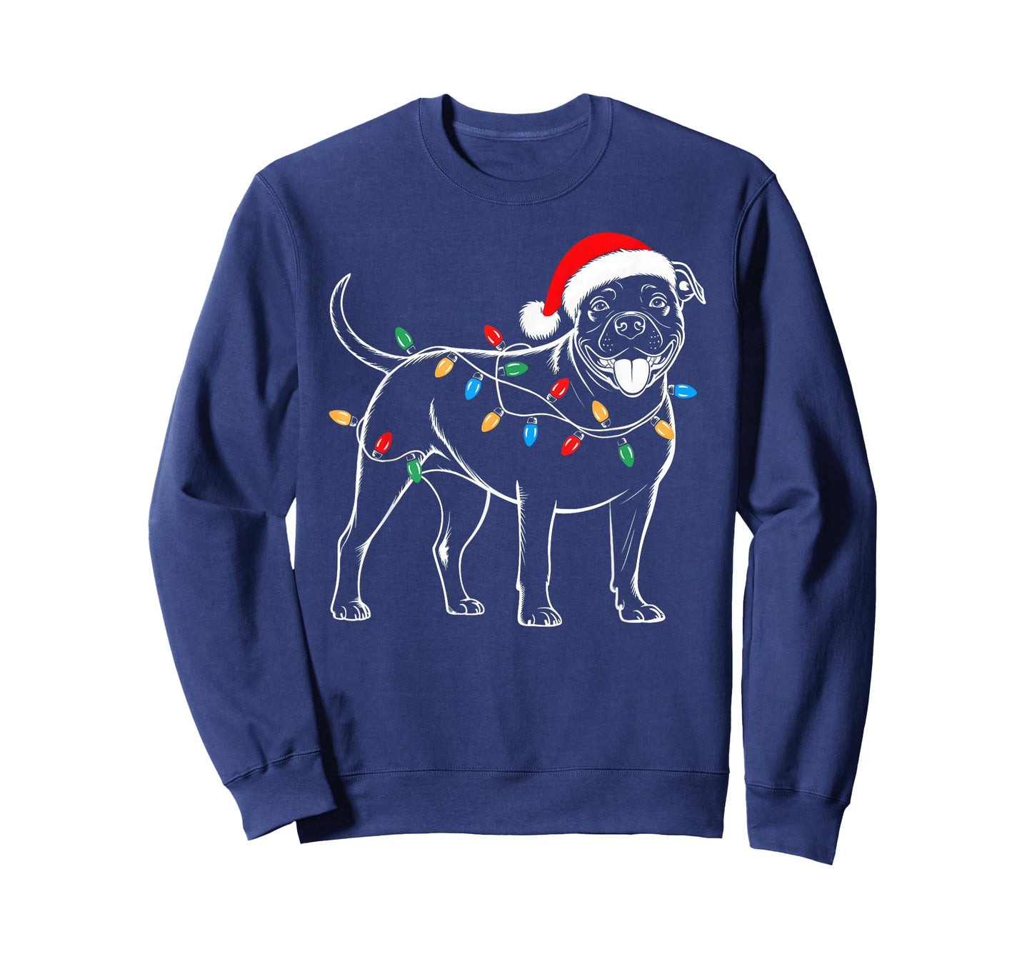 Pitbull Dog Christmas Tree Lights Xmas Pet Animal Dog Lover T-Shirt