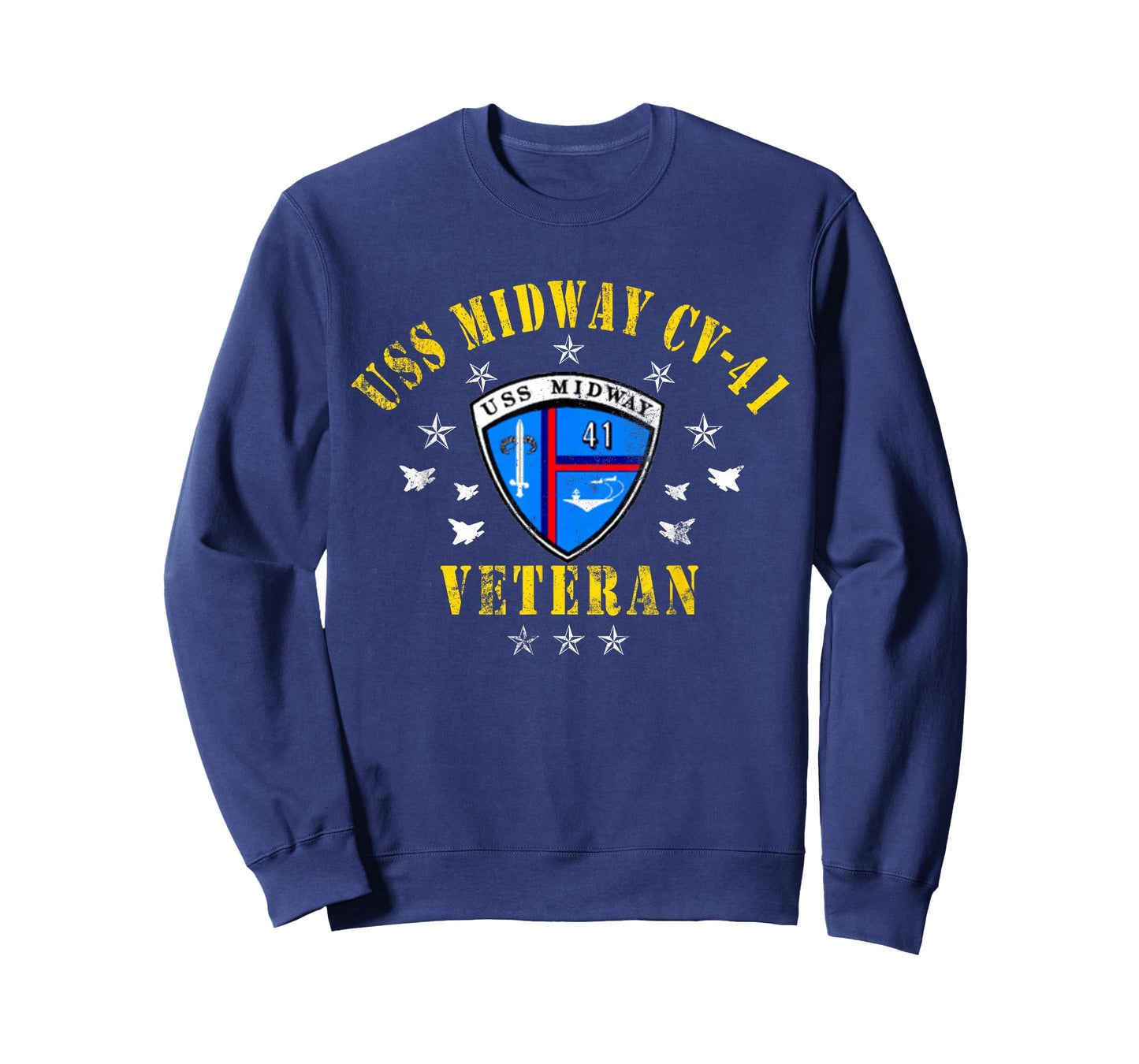 USS Midway CV 41 Aircraft Carrier Veteran USA Flag Vintage T-Shirt