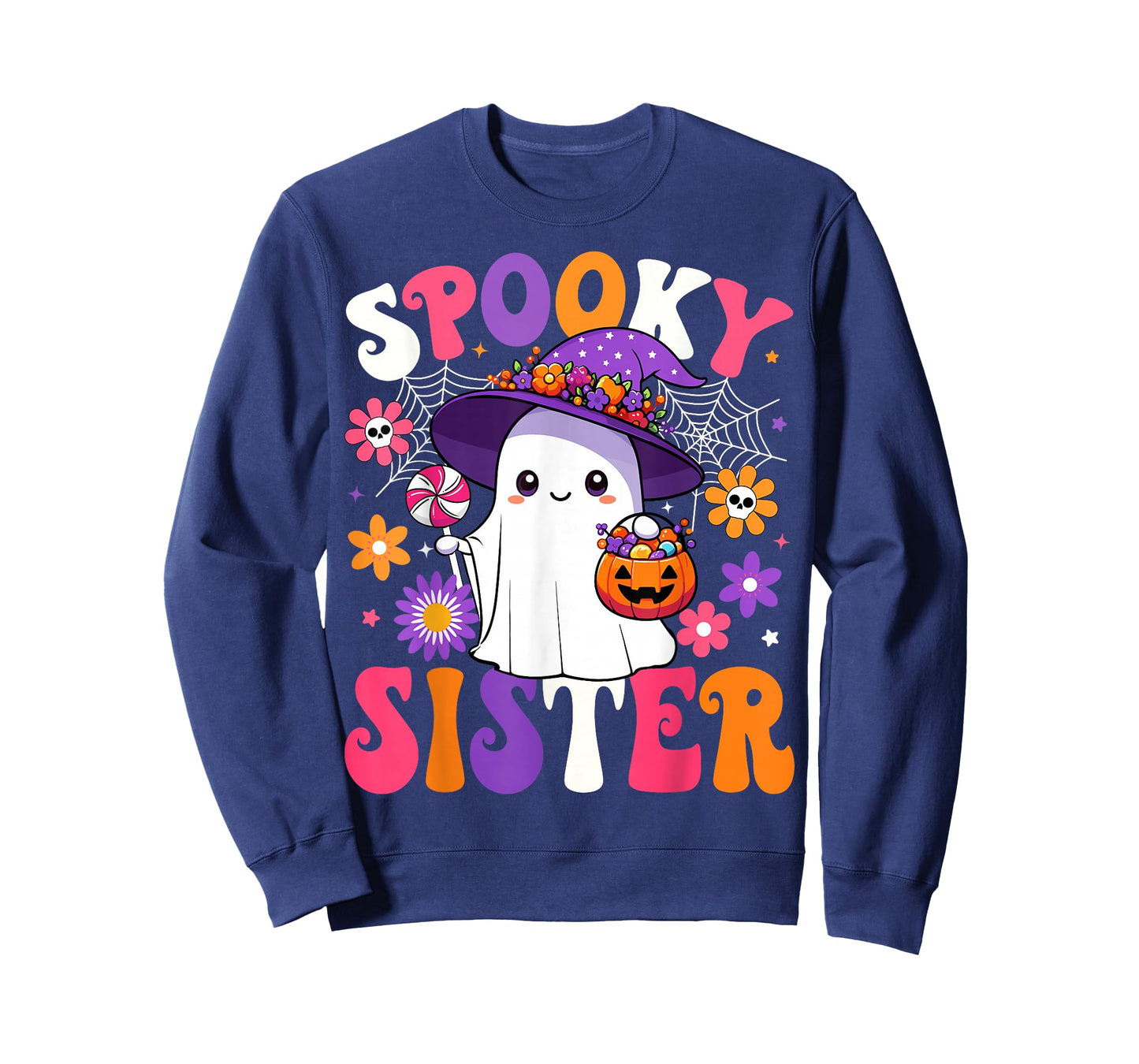 Groovy Spooky Sister Halloween Ghost Pumpkin Halloween Sis T-Shirt