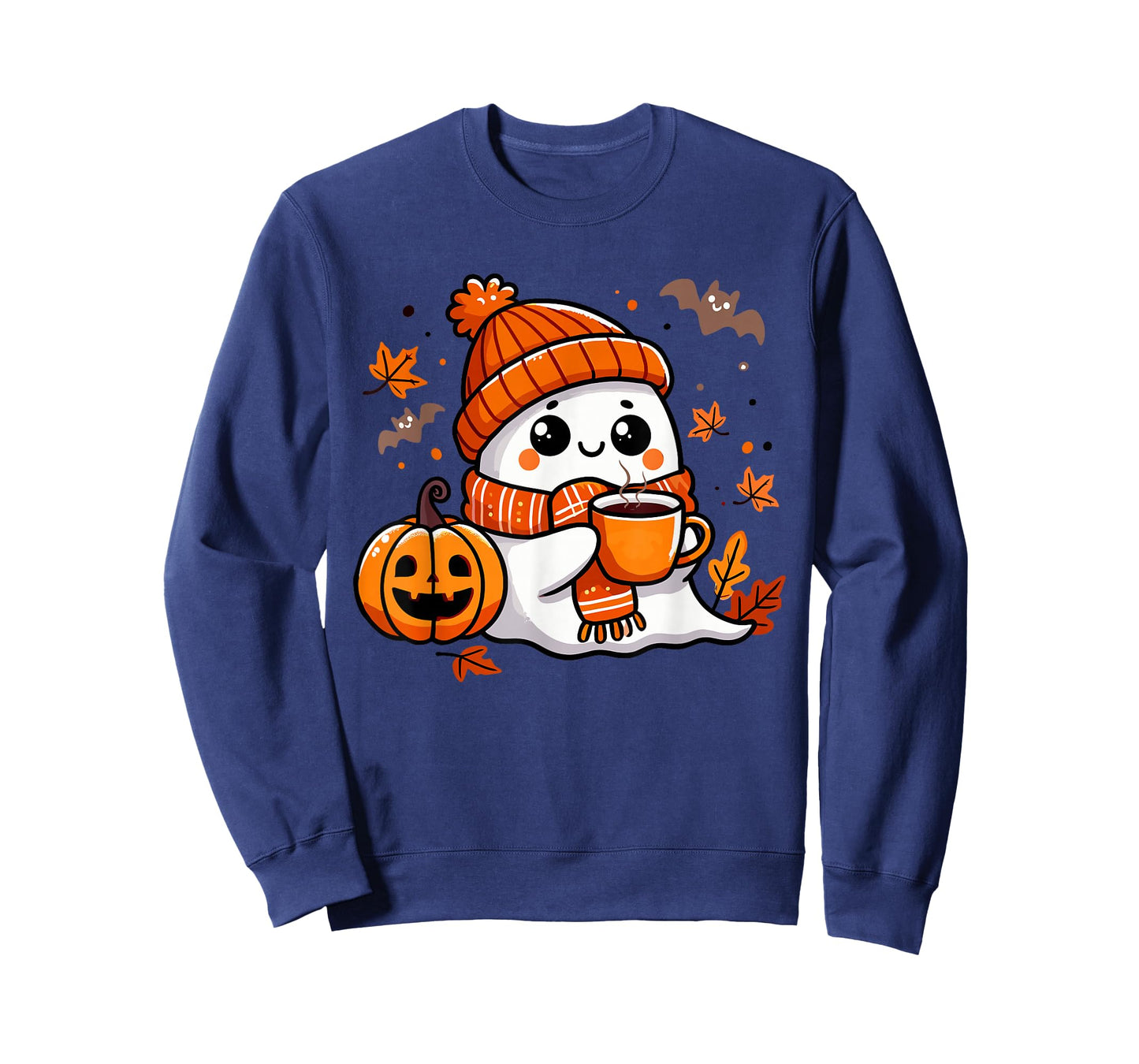Halloween Ghost Drinking Coffee, Cute Kawaii Halloween T-Shirt