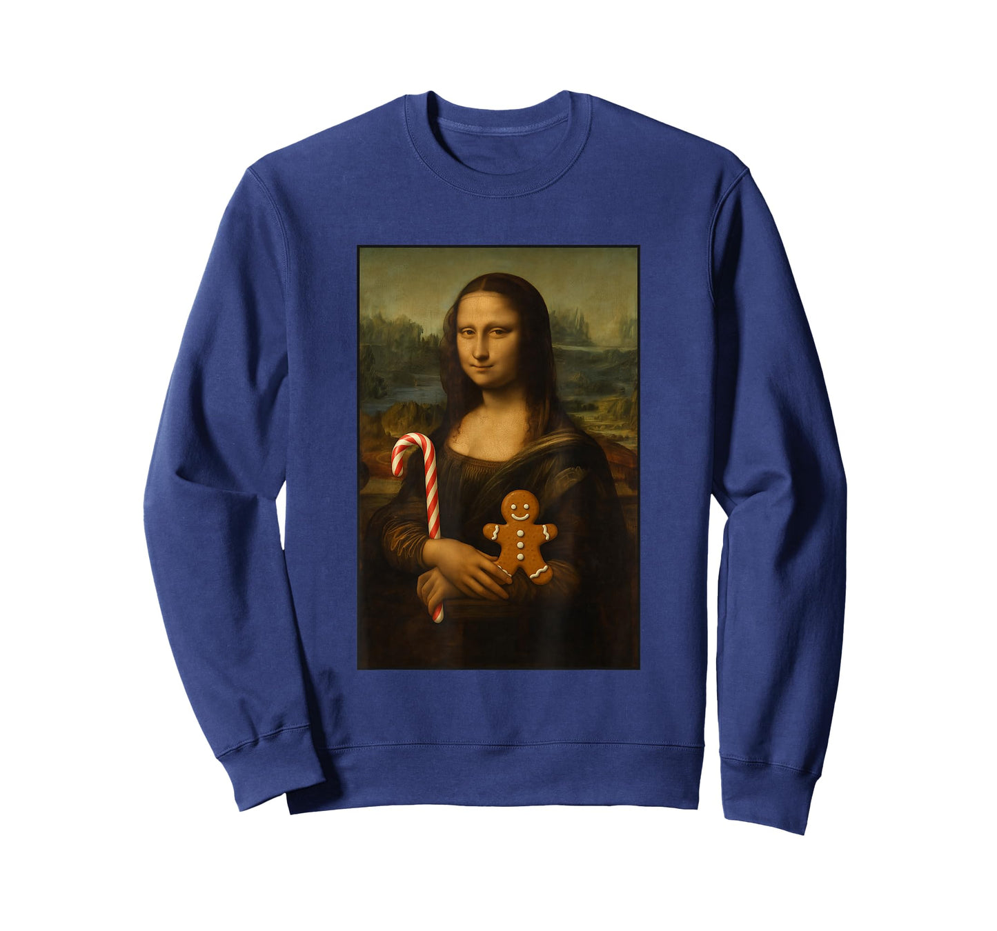 Mona Lisa Candy Gingerbread Cane Funny Christmas Art T-Shirt