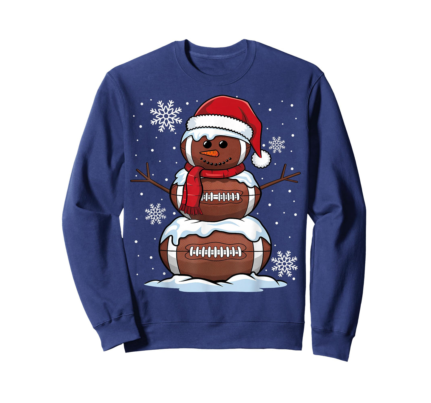 Merry Christmas Football Snowman Holiday Sports Xmas Pajamas T-Shirt