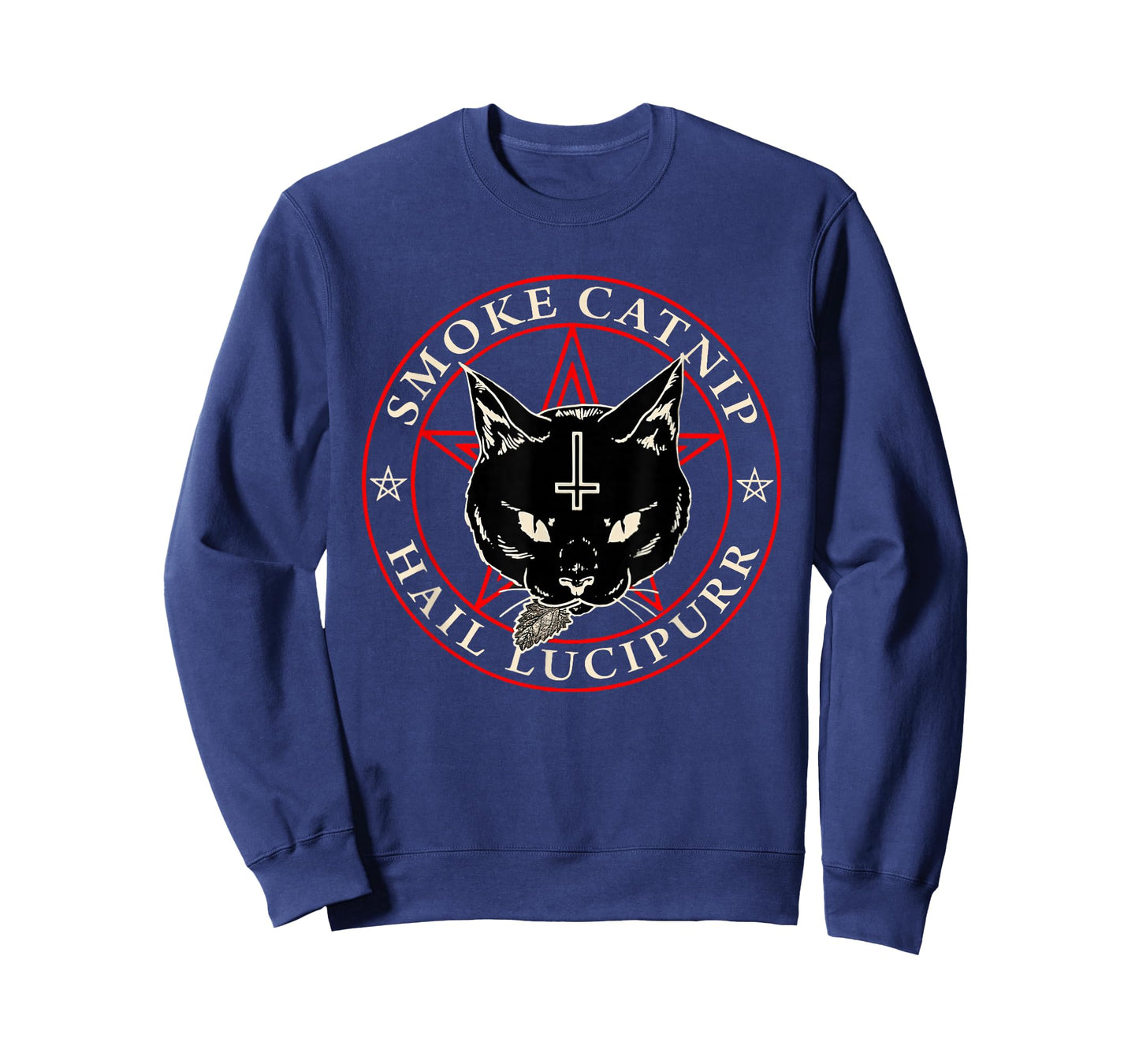 Satanic Black Cat Hail Satan Smoke Catnip Hail Lucipurr Weed T-Shirt