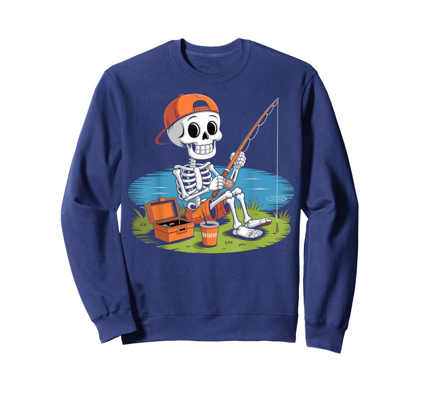 Skeleton Fishing Halloween Costume Funny Fishing Kids Boys T-Shirt
