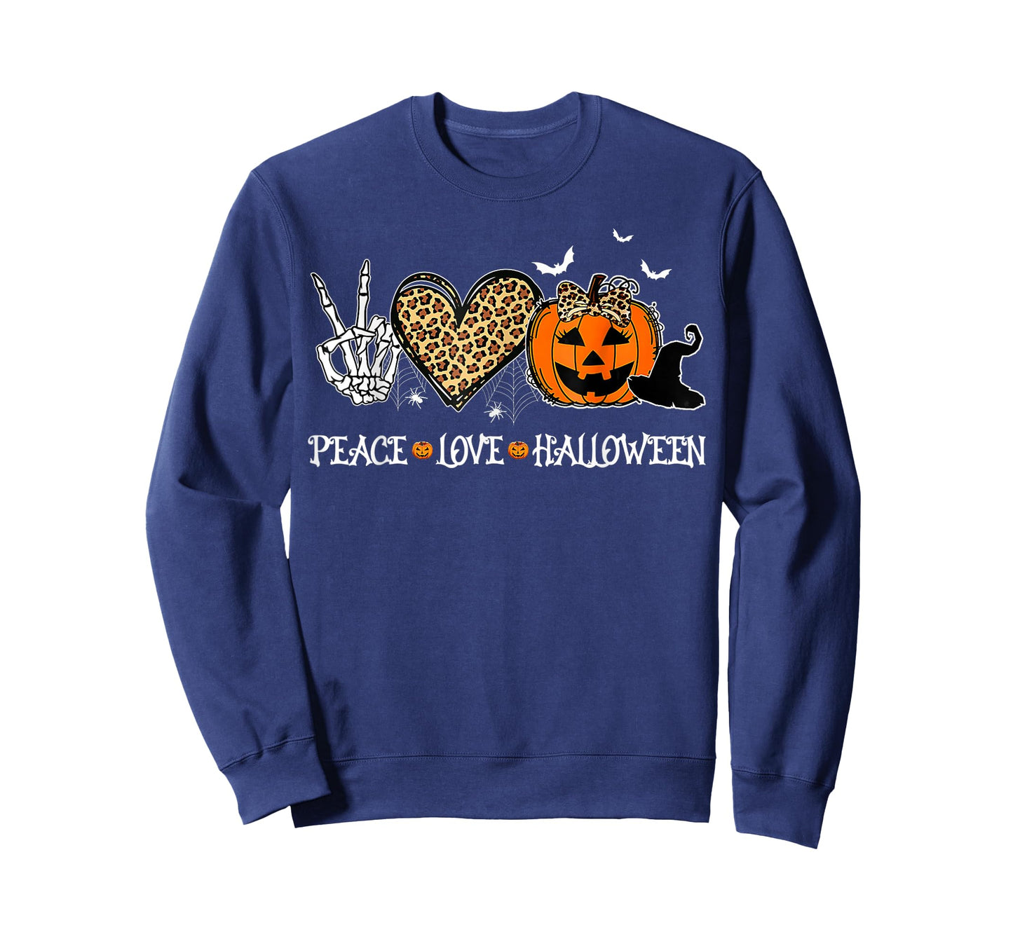 Peace Love Halloween Happy Halloween Pumpkin Leopard Heart T-Shirt