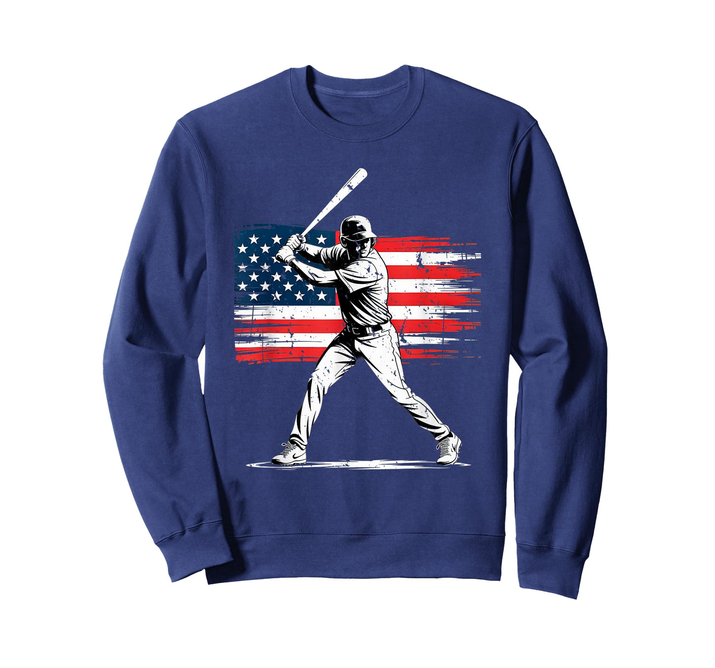 Baseball Player Silhouette with Distressed American Flag T-Shirt