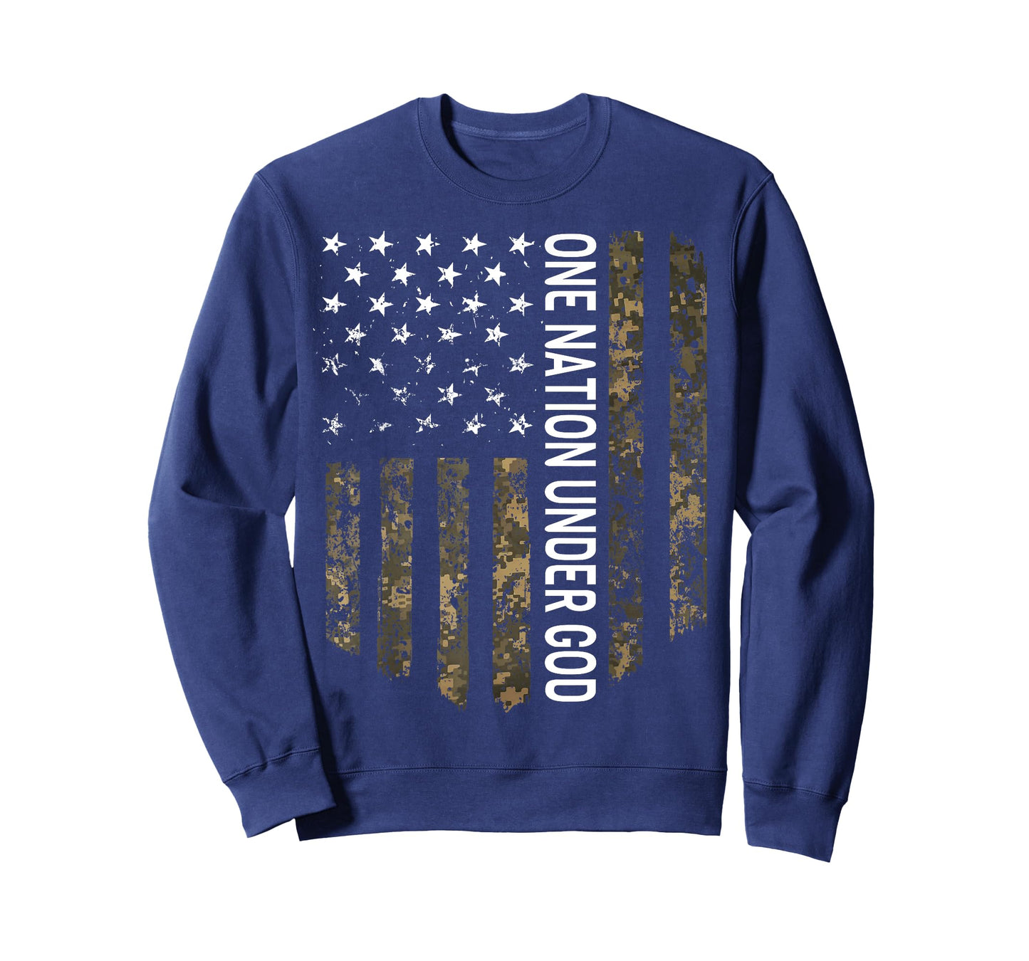 Patriotic American Flag Camo One Nation Under God USA Gift Women Men T-Shirt