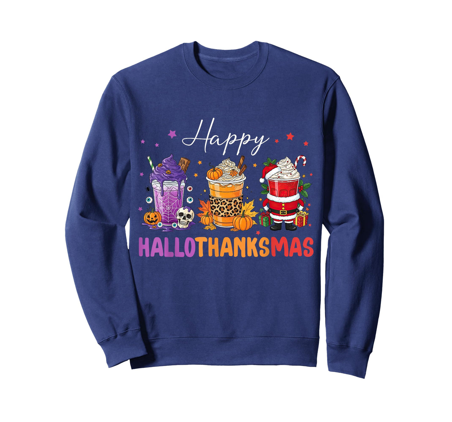 Happy HalloThanksMas Halloween Thanksgiving Christmas Coffee T-Shirt