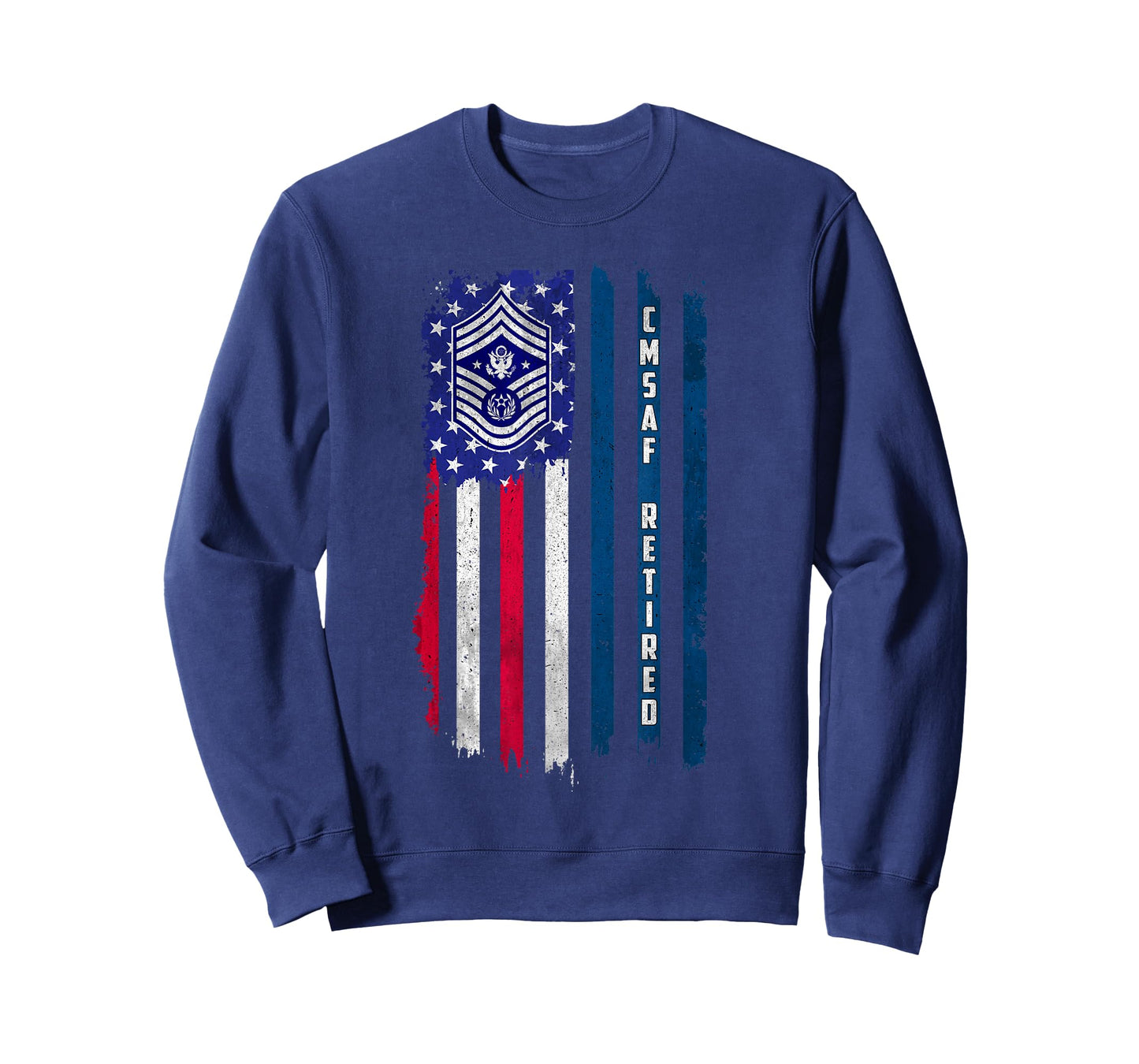 Retired E-9 Chief Master Sergeant CMSAF Rank American Flag T-Shirt