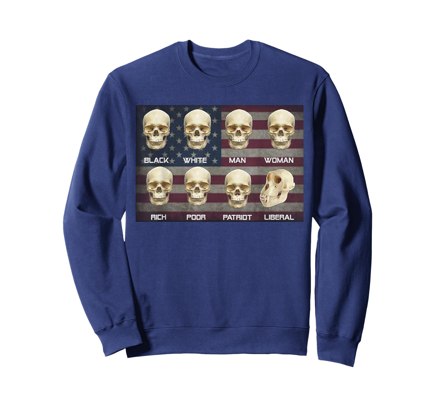 Black White Patriot Liberal Skulls T-Shirt