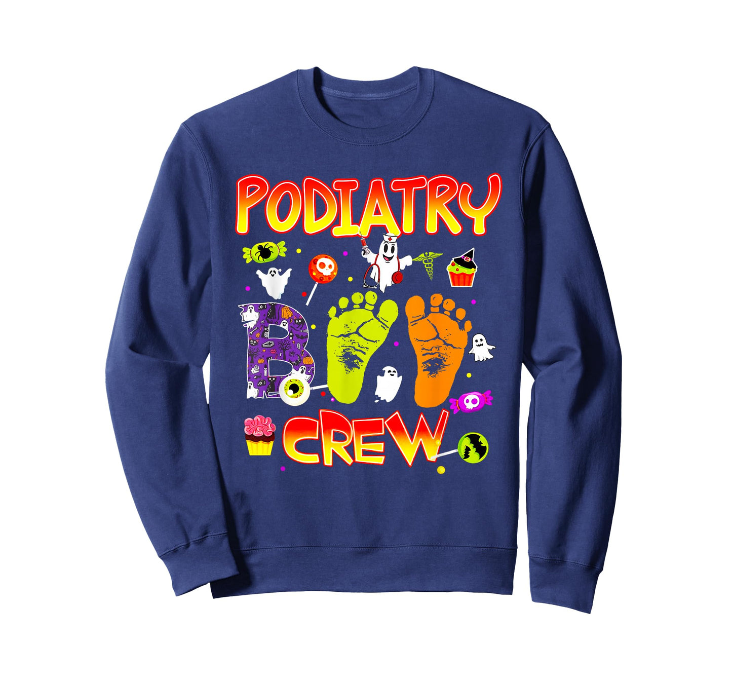 Podiatry Boo Crew Funny Ghost Footprint Halloween Spooky T-Shirt
