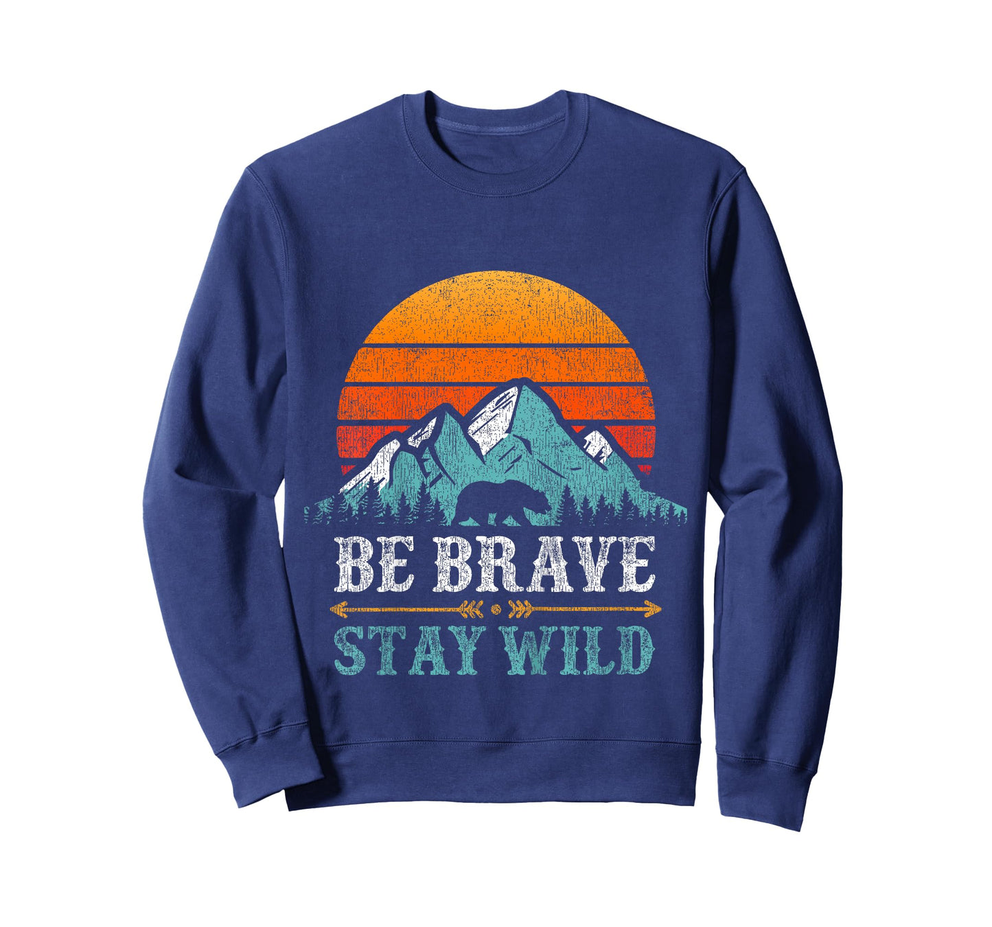 Be Brave Stay Wild Present Kids Retro Bear Boys Girls Child T-Shirt
