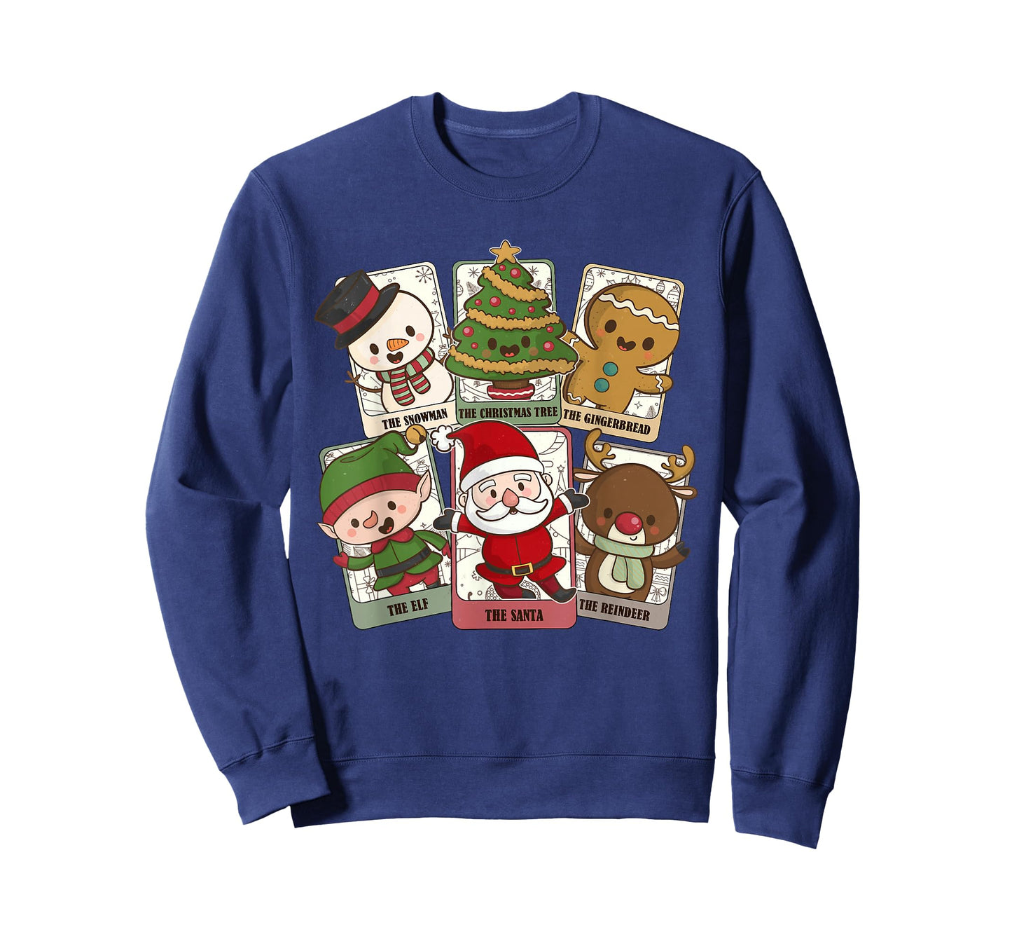 Retro Tarot Card Christmas Santa Elf Reindeer Gingerbread T-Shirt