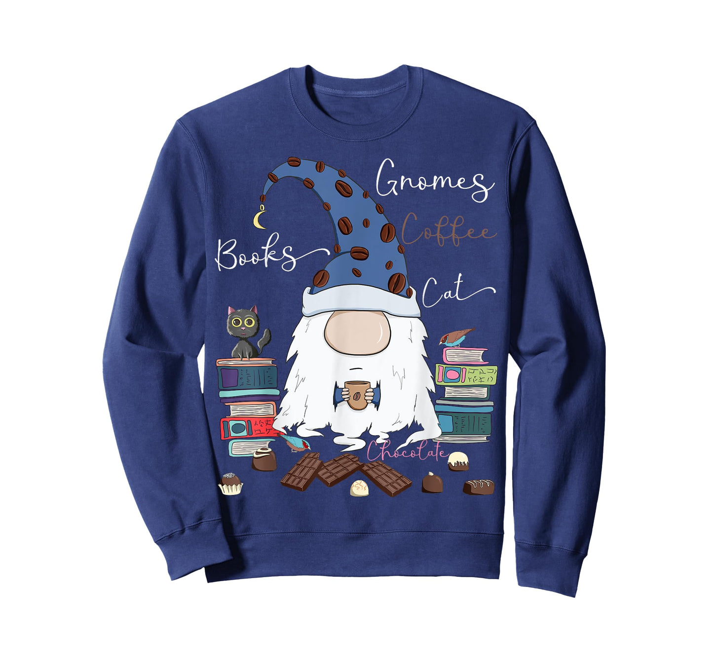 Gnomes Coffee Books Cat Chocolate Funny Gnome & Coffee Lover Men Women Girls Kids T-Shirt