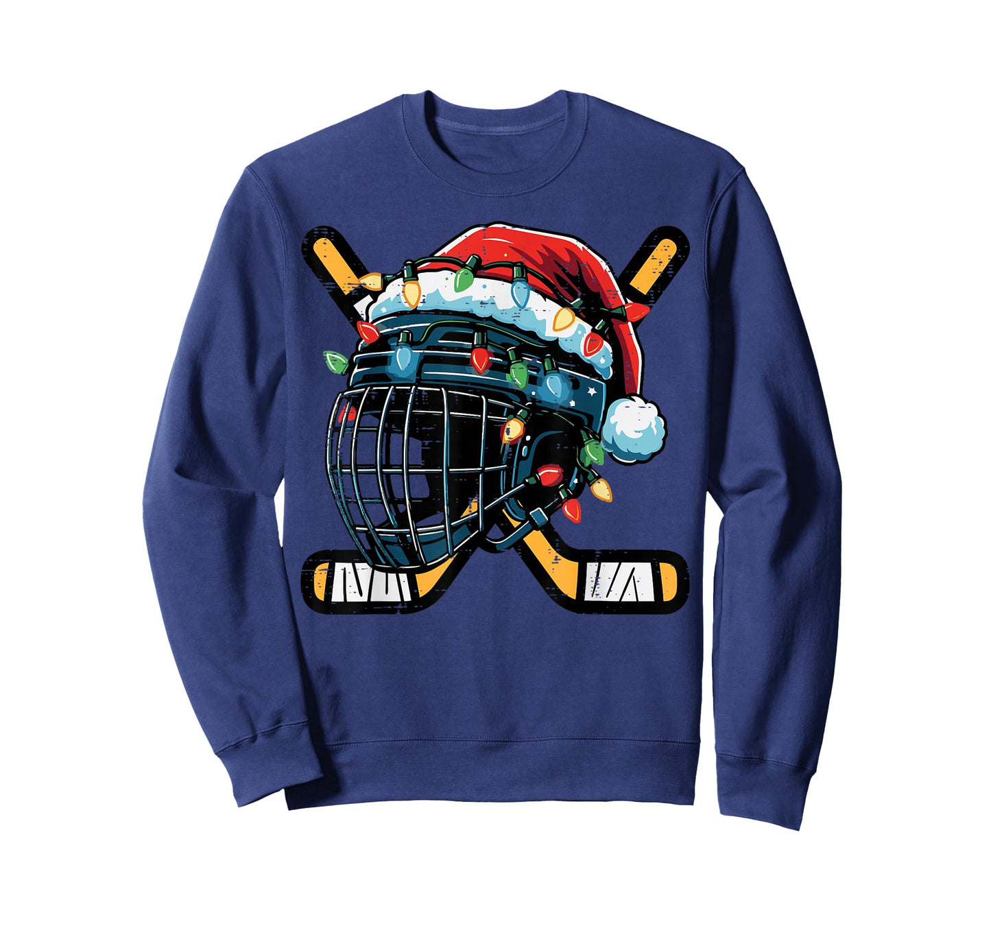 Christmas Ice Hockey Helmet Santa Xmas Men Boys Kids Teen T-Shirt