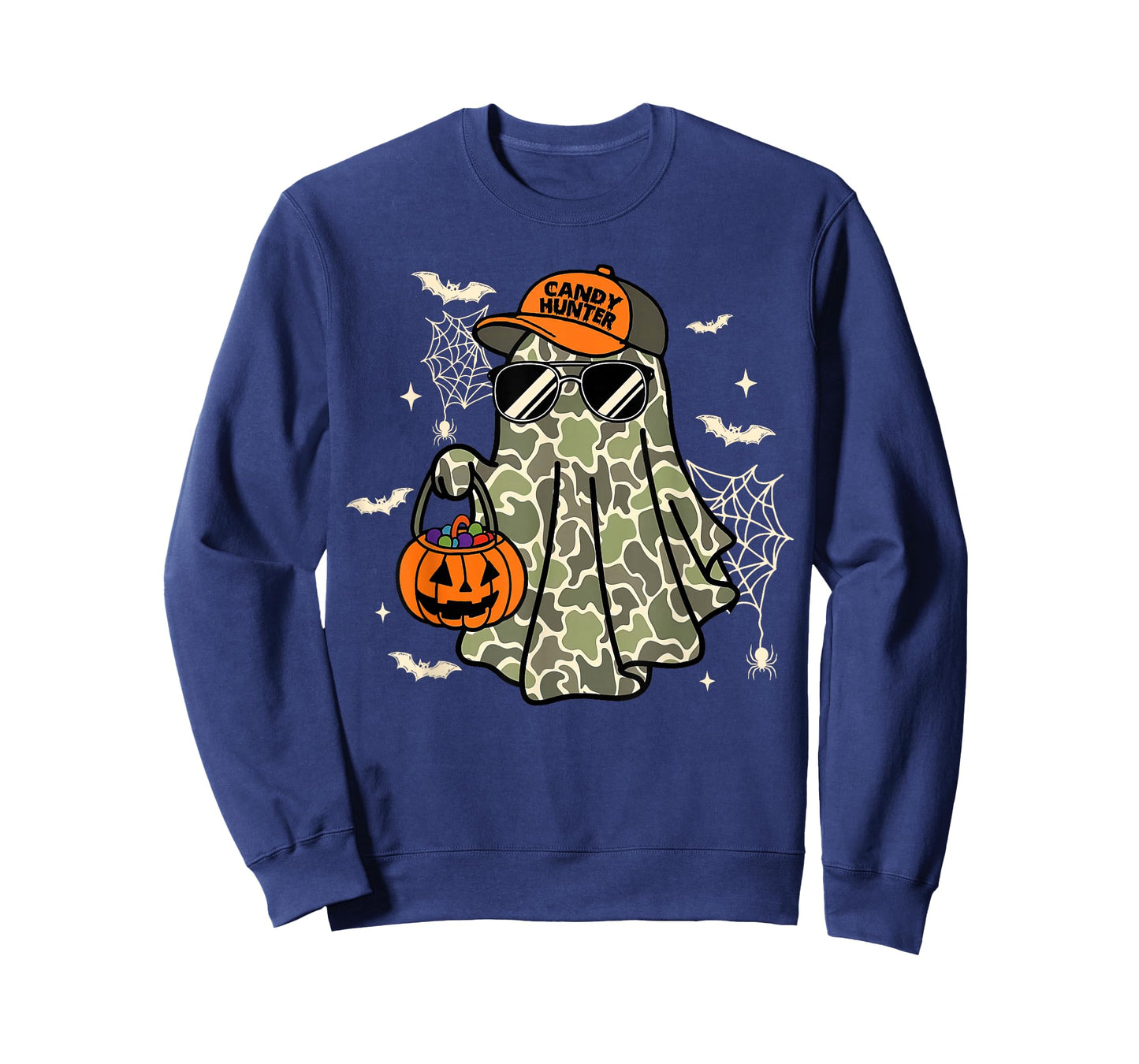 Camo Ghost Candy Hunter Halloween Spooky Dude Funny Boys Kid T-Shirt