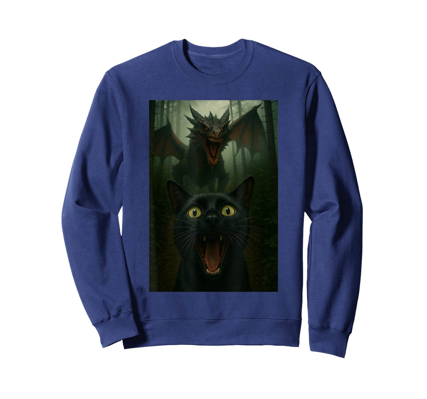 Black Cat Selfie With Dragon Funny T-Shirt