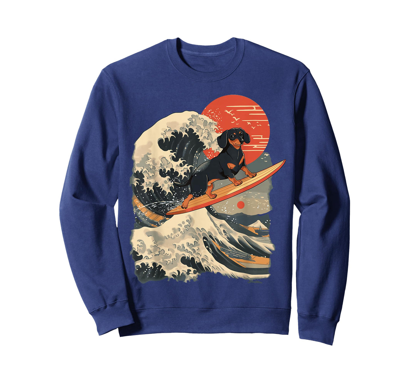 Dachshund Surfing Japanese Great Wave T-Shirt