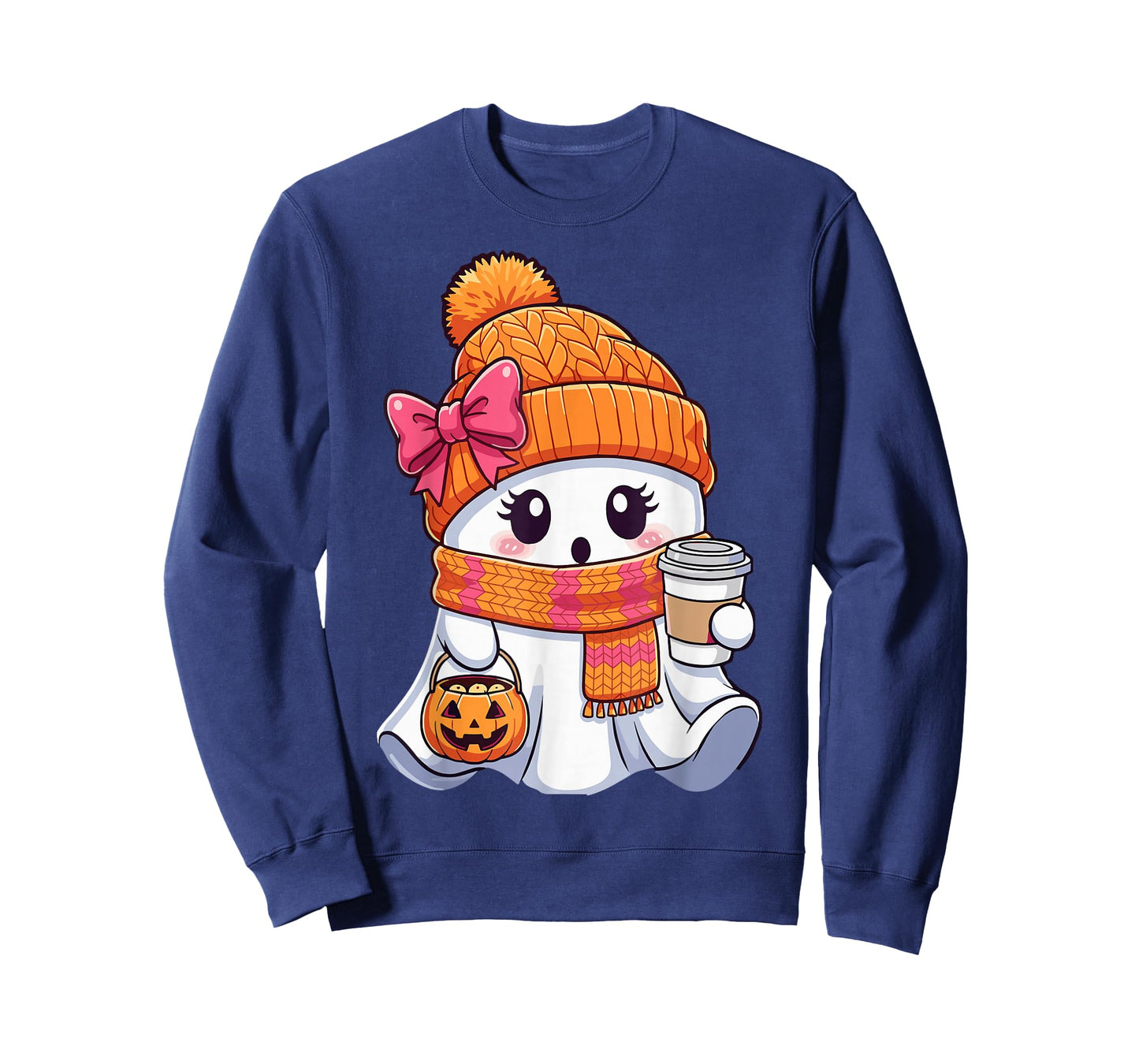 Cute Halloween Ghost Coffee Autumn Pumpkin T-Shirt