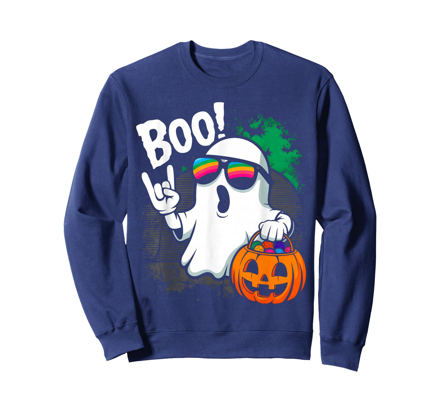 Rock Ghost Retro Halloween Pumpkin Funny Boo Ghost Men Women T-Shirt