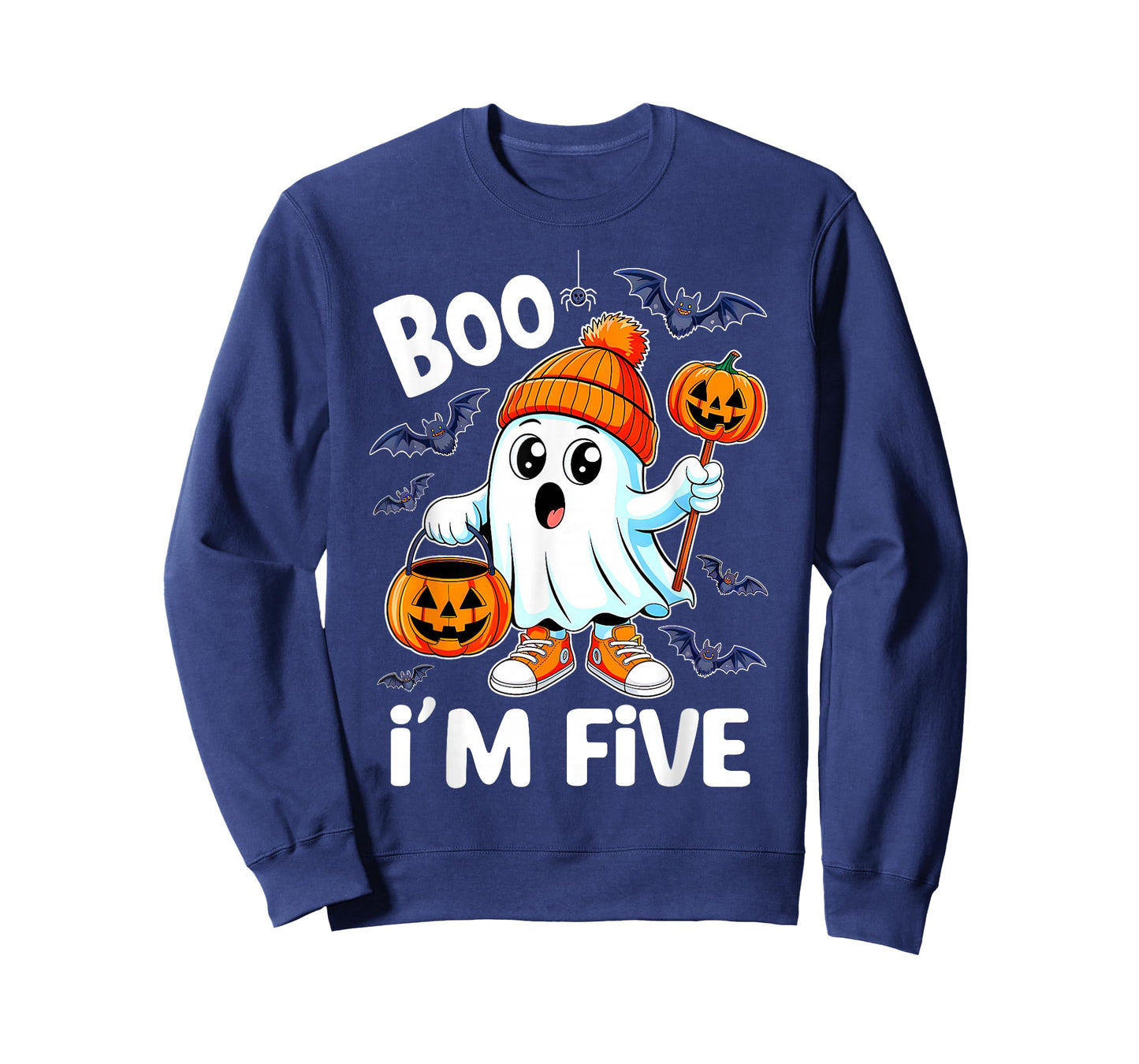 Boo I'm Five Ghost 5th Birthday Halloween Boy Kids Groovy T-Shirt