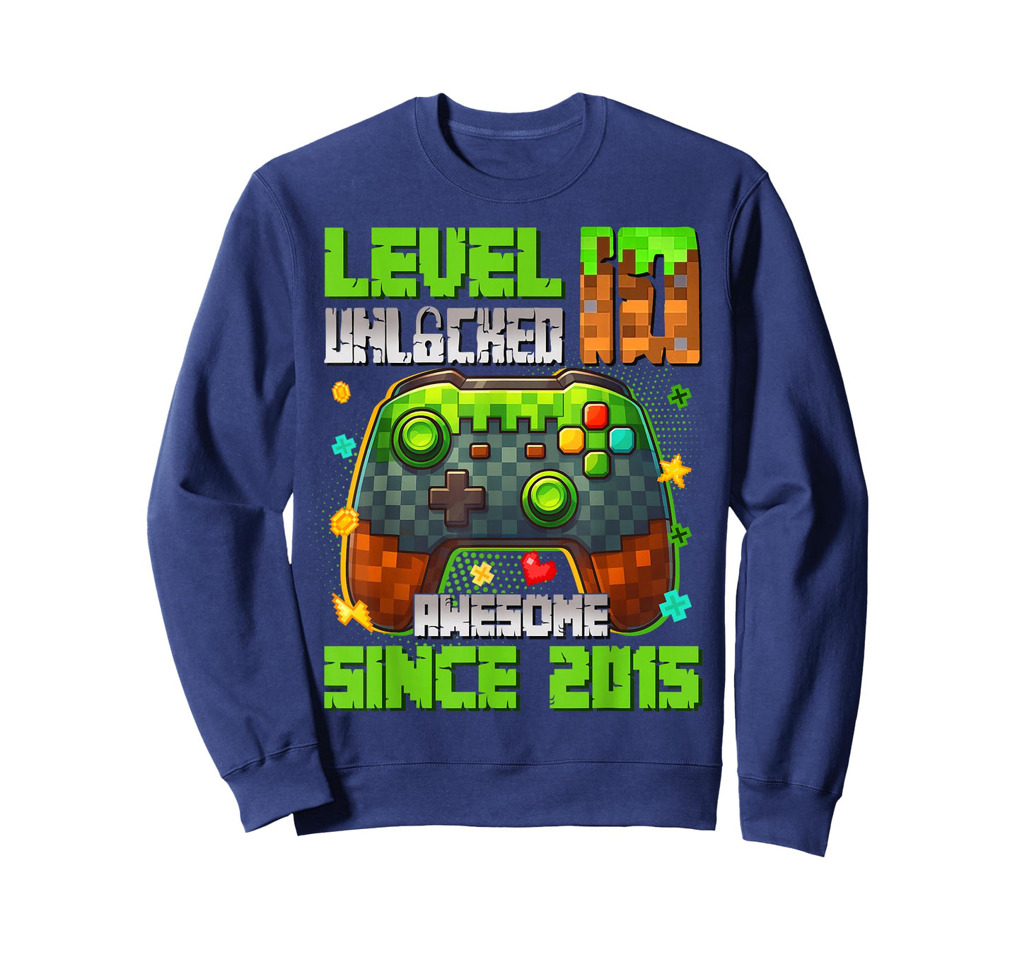 Level 10 Unlocked Awesome Since 2015 10th Birthday Gaming T-Shirt