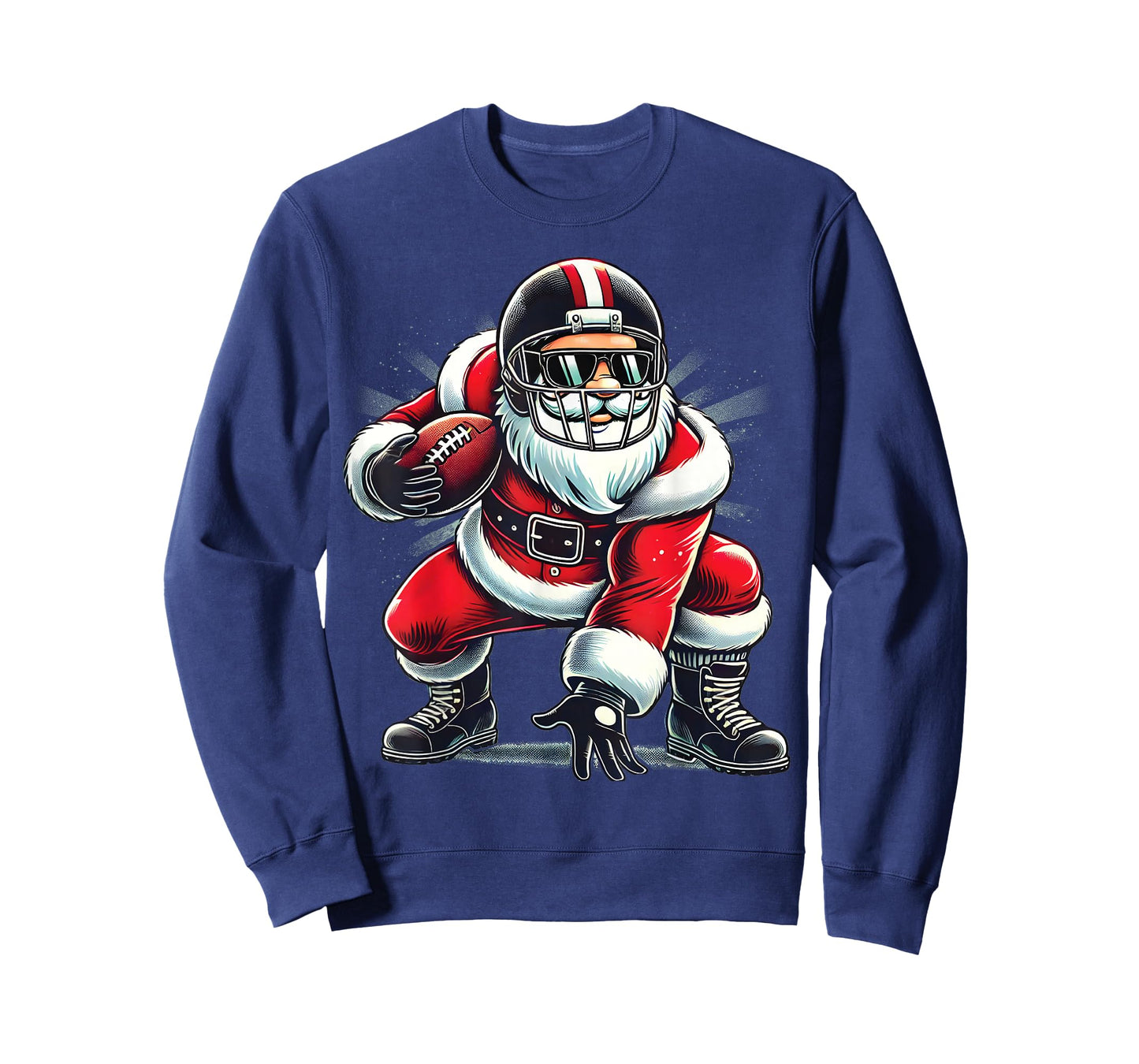 Christmas Santa Claus Football Lineman Quarterback Boys Kids T-Shirt