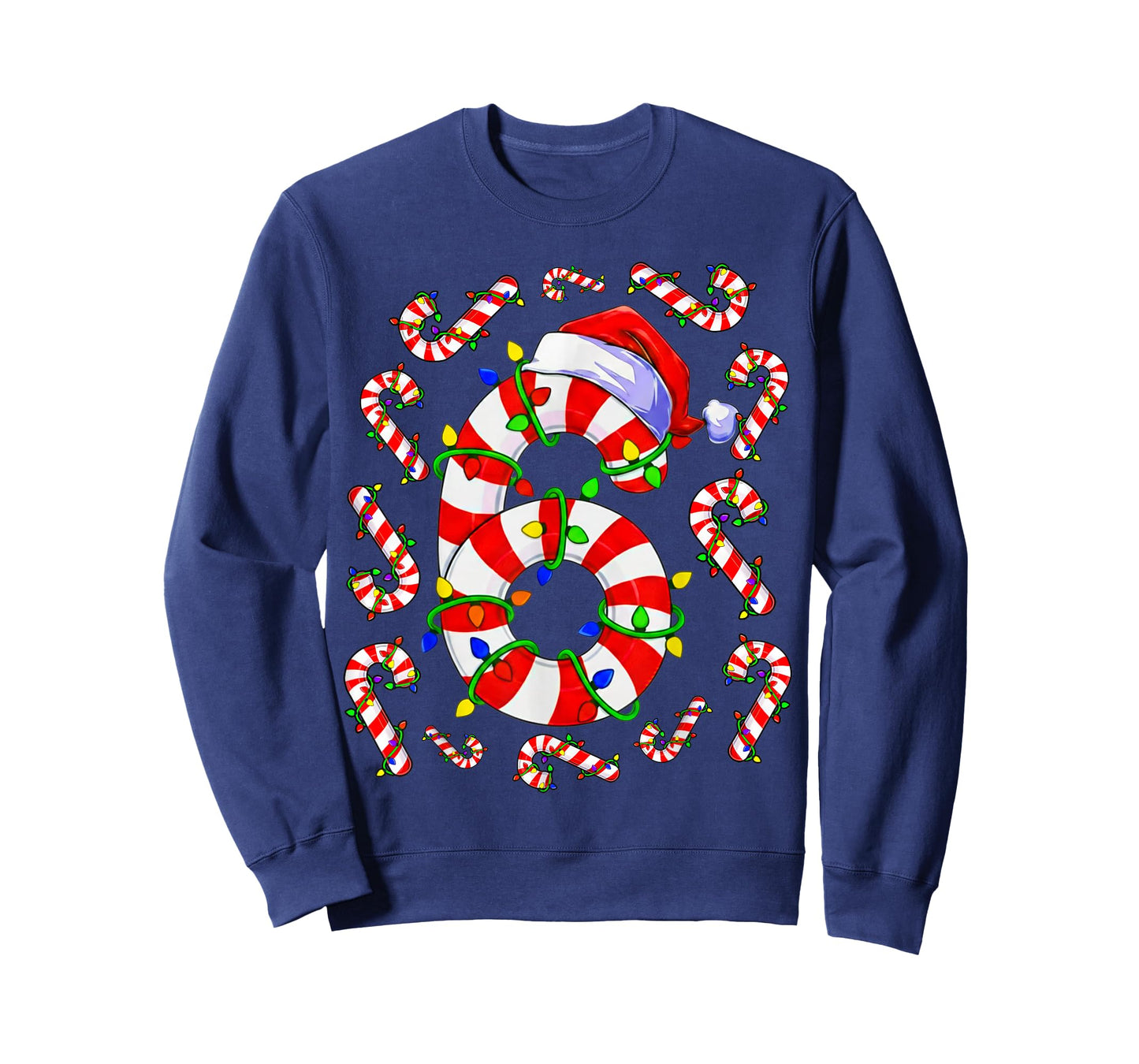 Fun Six Seven 6 7 Meme Design Couples Christmas Candy Cane T-Shirt