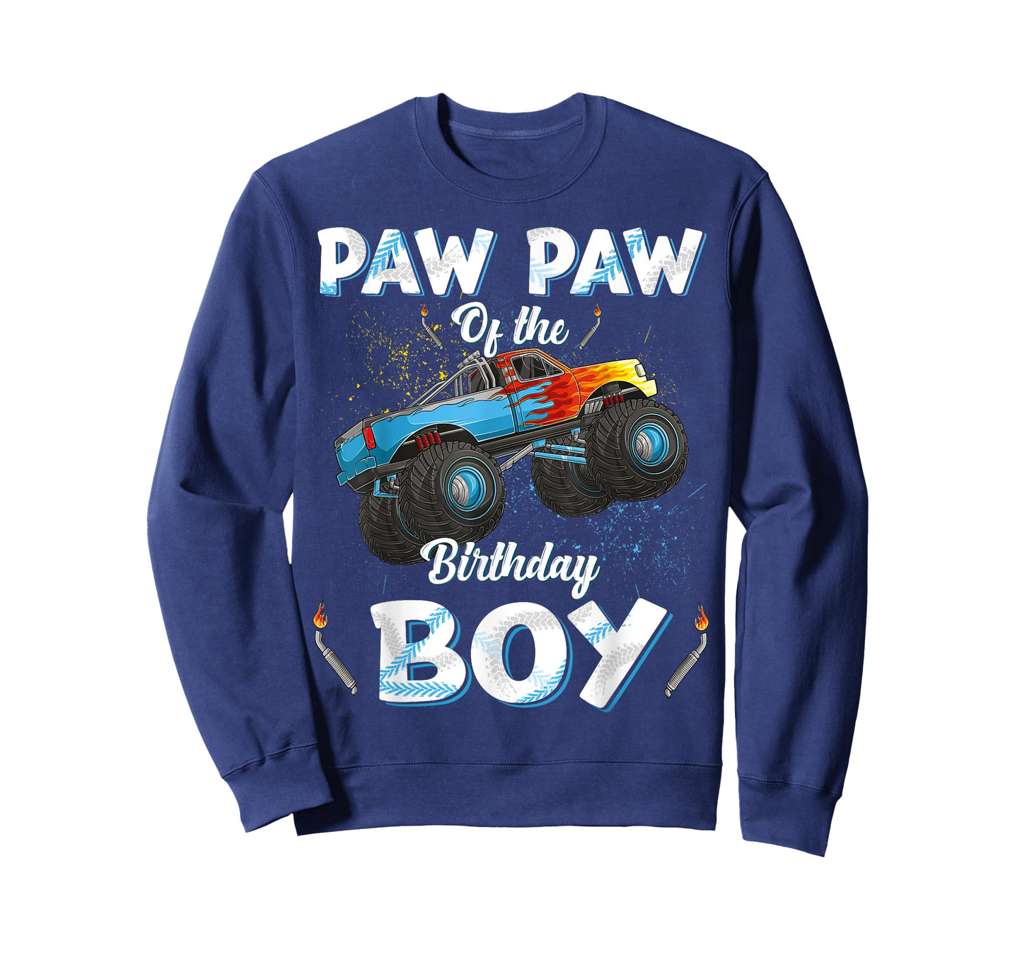 Paw Paw Of The Birthday Boy Monster Truck Bday Men Grandpa T-Shirt