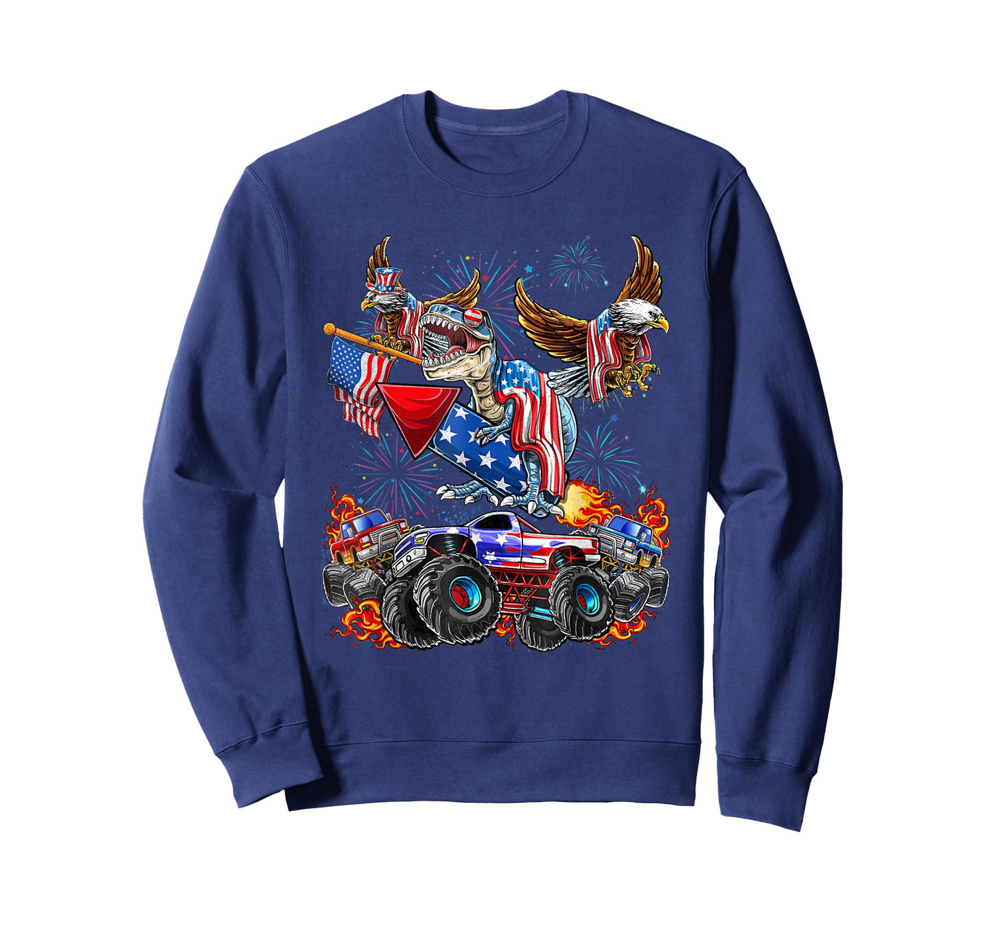 Eagle Monster Truck Dinosaur July 4th America Patriotic USA T-Shirt