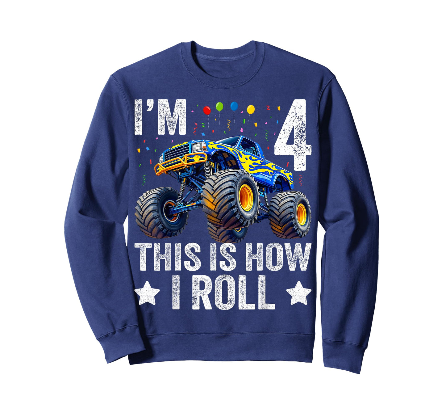 I'm 4 This is how I roll Monster Truck 4th Birthday Boys T-Shirt