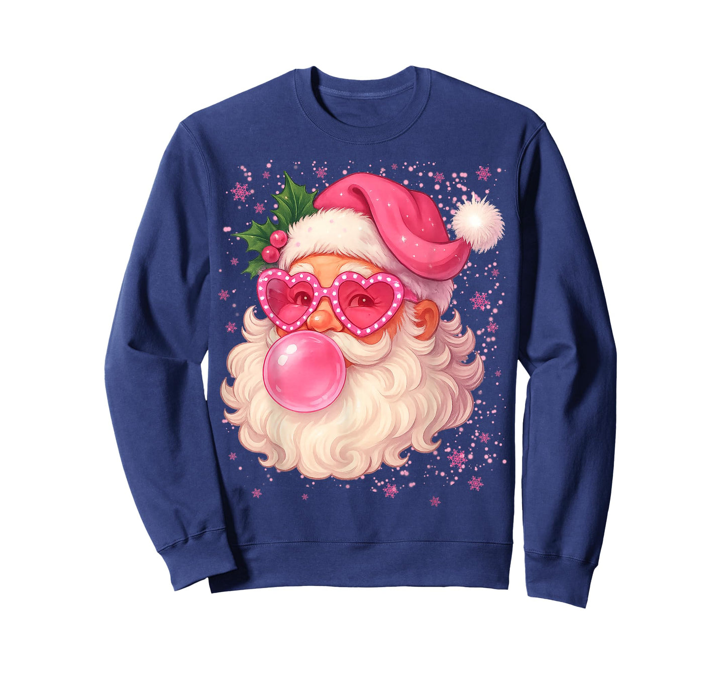 Cute Pink Santa Snowflake Christmas Pajamas Xmas Girls Women T-Shirt