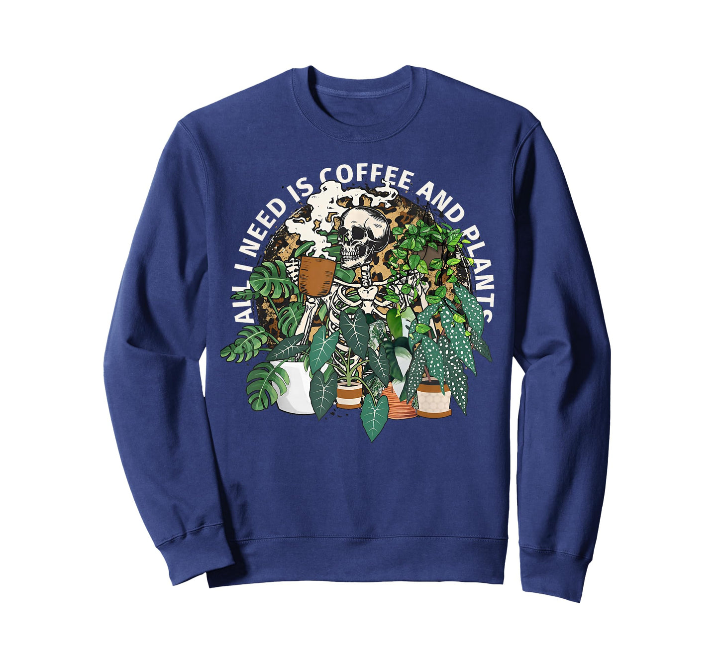 All I Need Is Coffee & Plants Funny Skeleton Happy Halloween T-Shirt