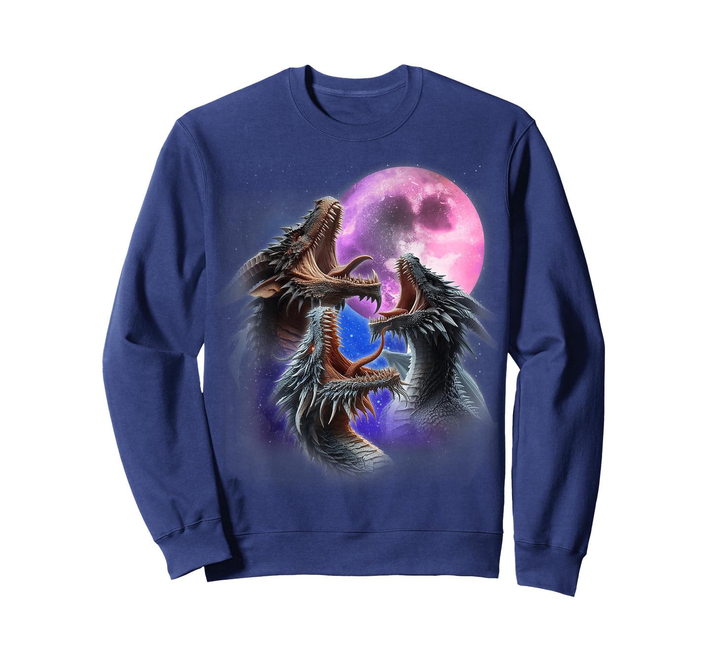 3 Dragons Howling At The Moon Funny Fantasy Dragon Lover T-Shirt